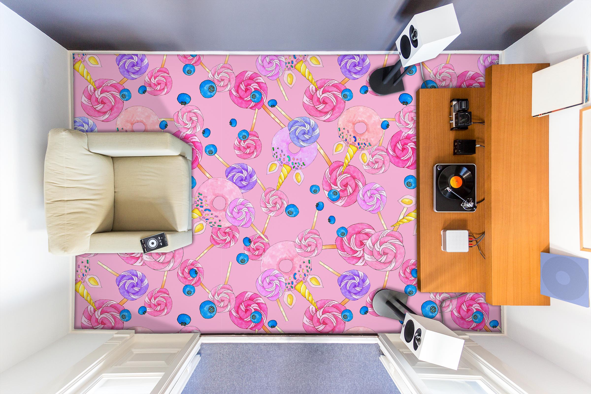 3D Sweet Lollipops 1221 Floor Mural  Wallpaper Murals Self-Adhesive Removable Print Epoxy