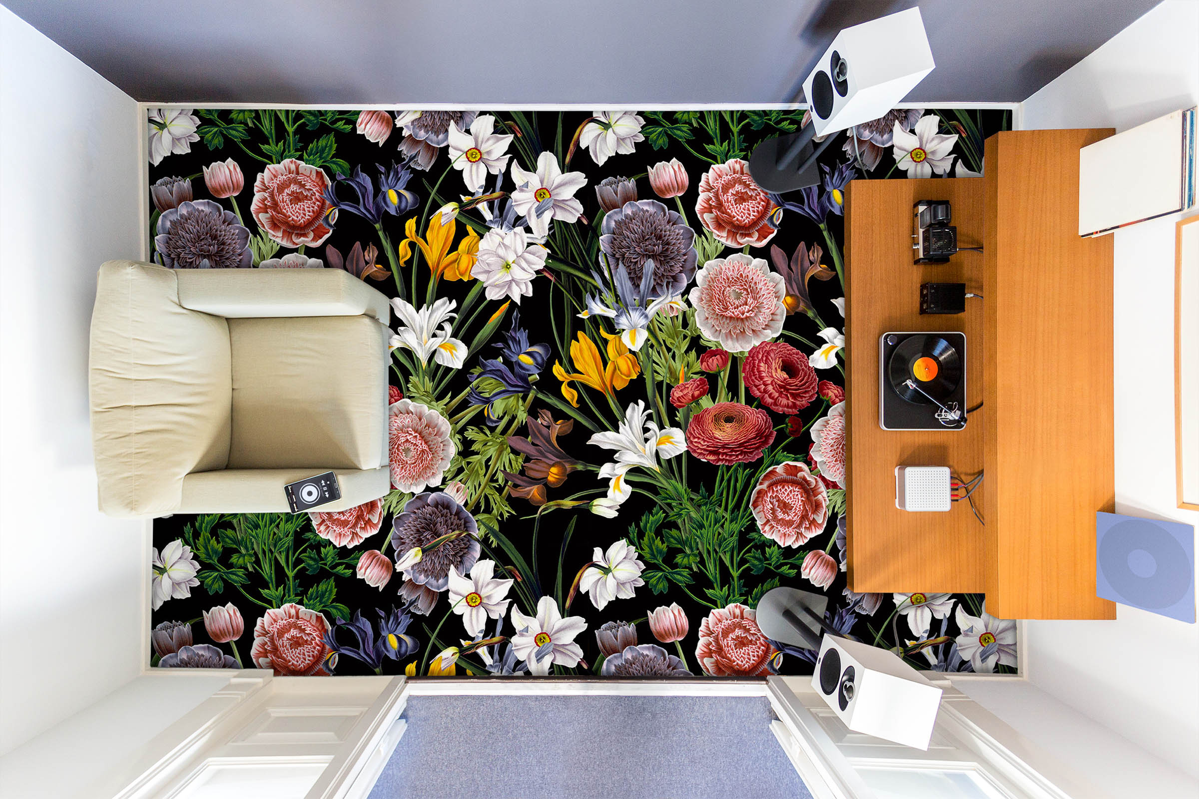 3D Color Brown Flower Bird 99191 Uta Naumann Floor Mural  Wallpaper Murals Self-Adhesive Removable Print Epoxy