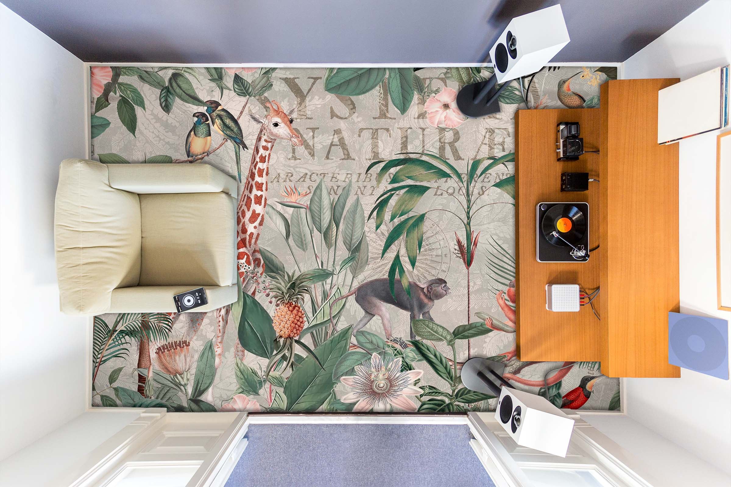 3D Jungle Giraffe Monkey 104167 Andrea Haase Floor Mural  Wallpaper Murals Self-Adhesive Removable Print Epoxy