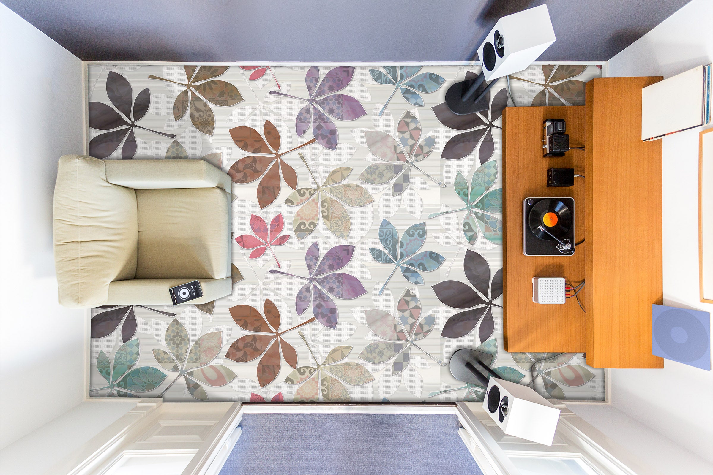 3D Literary Leaves 576 Floor Mural  Wallpaper Murals Rug & Mat Print Epoxy waterproof bath floor