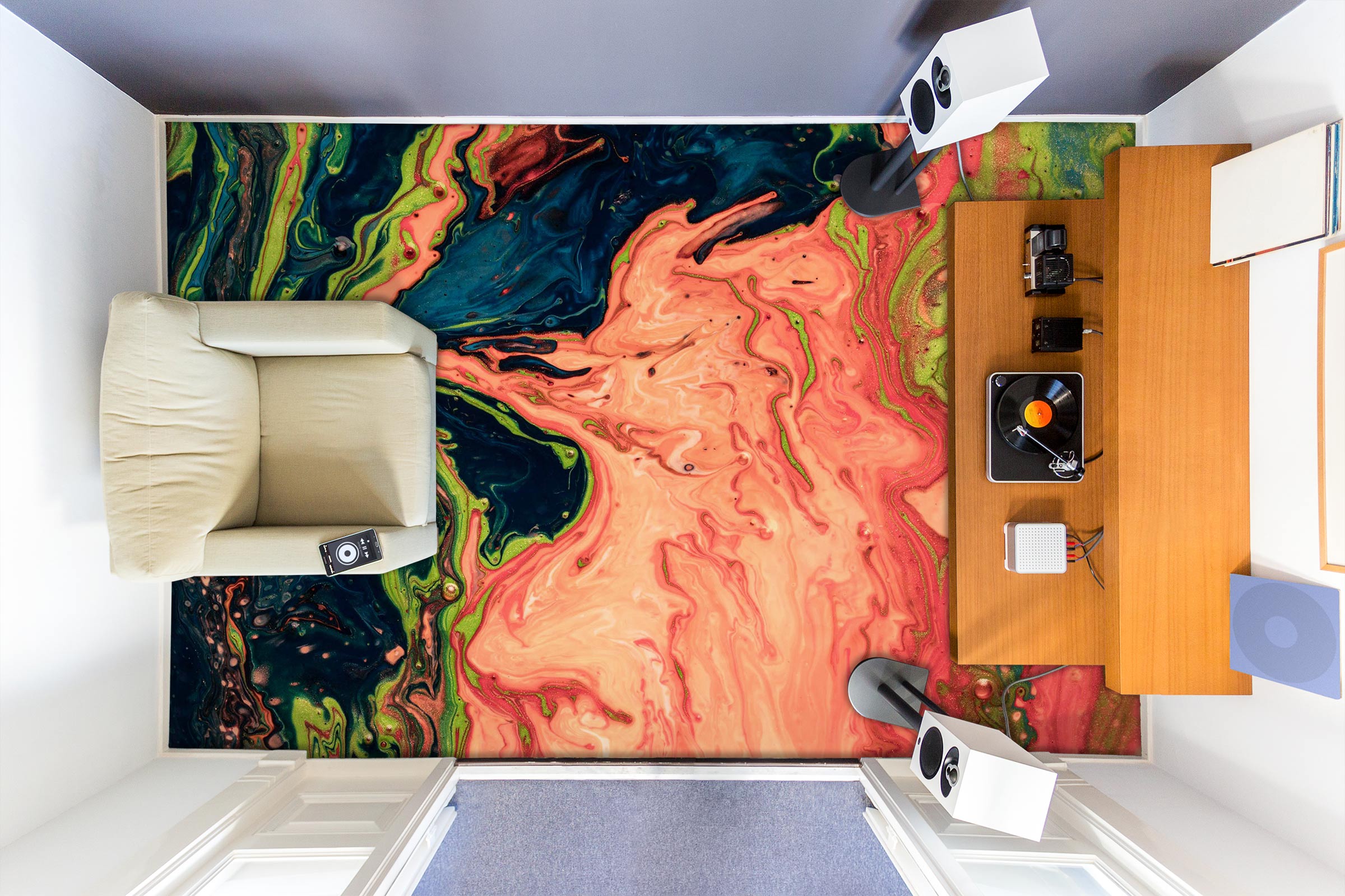 3D Red And Green Texture 1184 Floor Mural  Wallpaper Murals Self-Adhesive Removable Print Epoxy