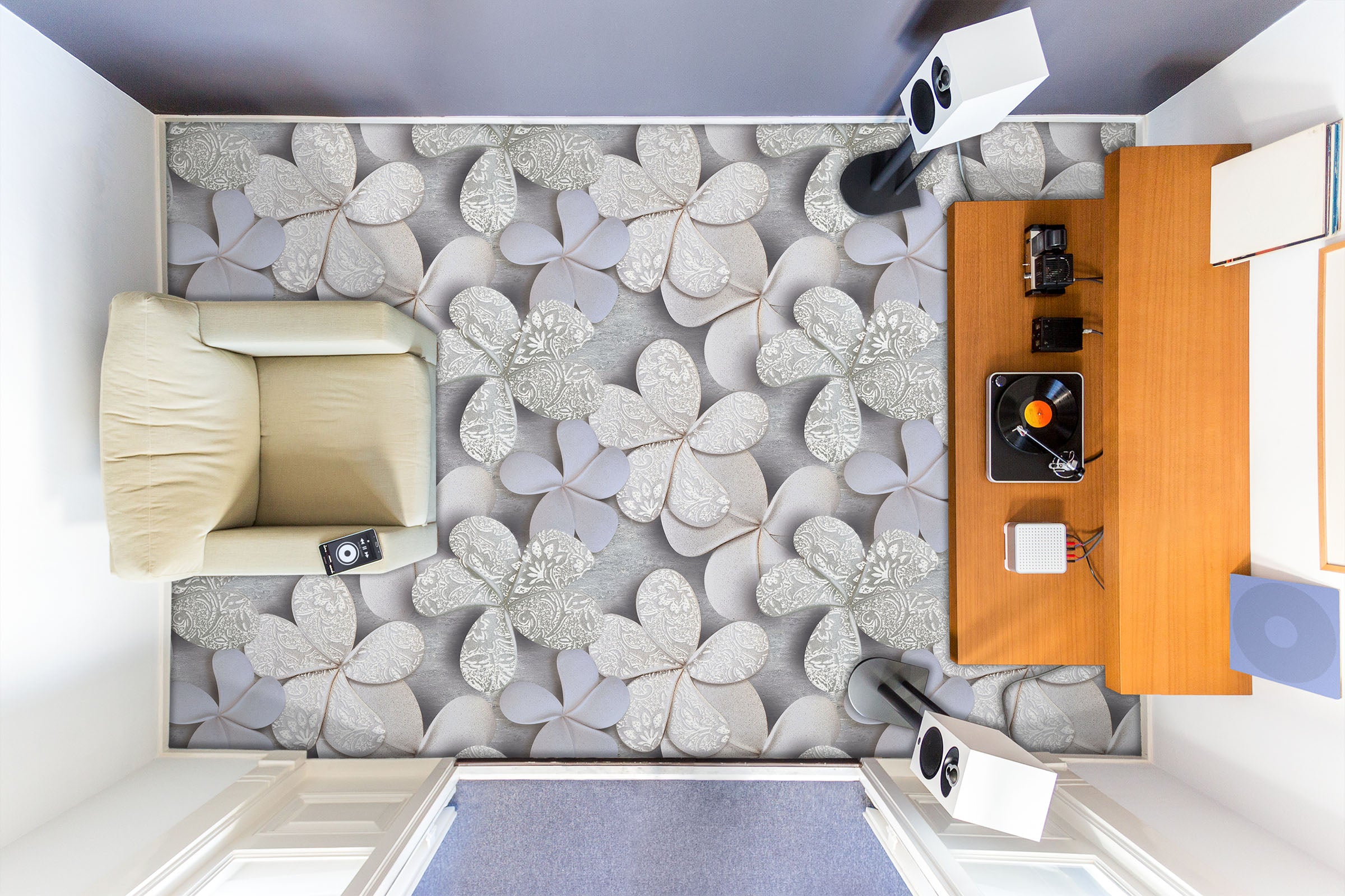 3D Pretty White Flowers 558 Floor Mural  Wallpaper Murals Rug & Mat Print Epoxy waterproof bath floor