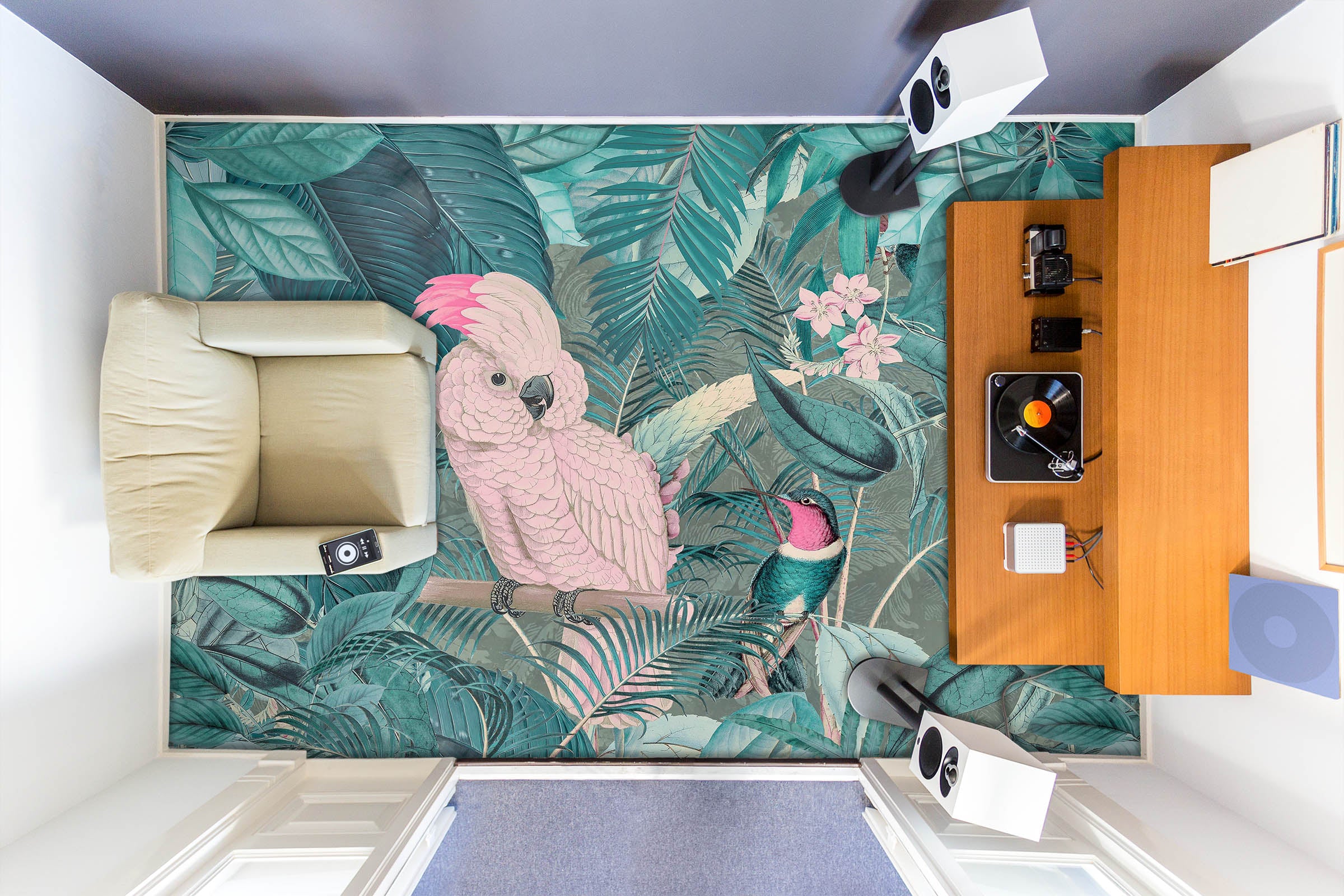 3D Jungle Parrot 104156 Andrea Haase Floor Mural  Wallpaper Murals Self-Adhesive Removable Print Epoxy