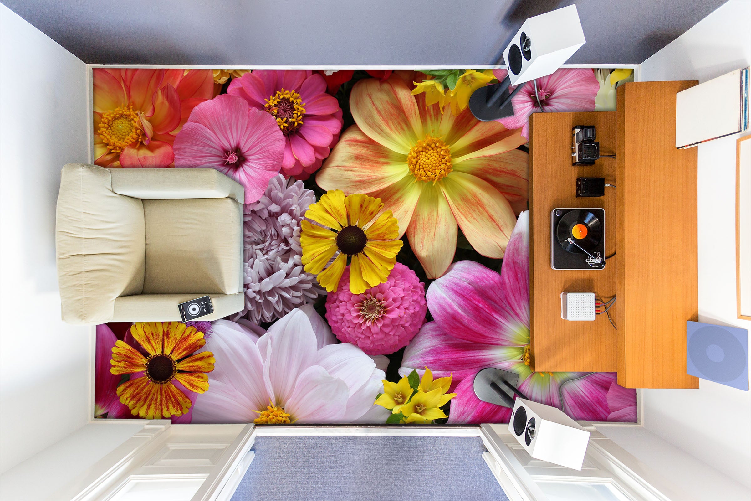3D Flower Power 915 Floor Mural
