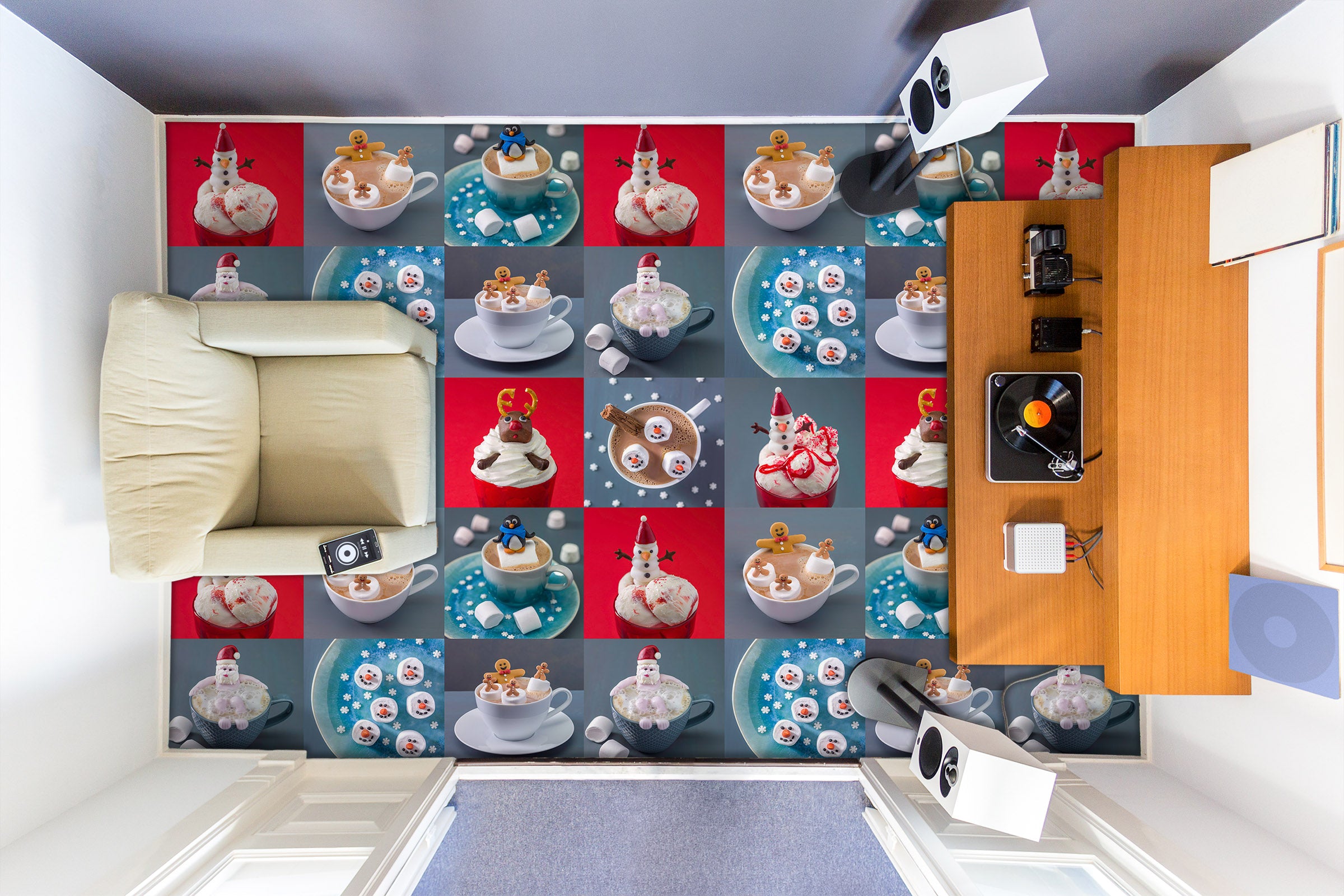 3D Snowman Dessert 98174 Adrian Chesterman Floor Mural  Wallpaper Murals Self-Adhesive Removable Print Epoxy