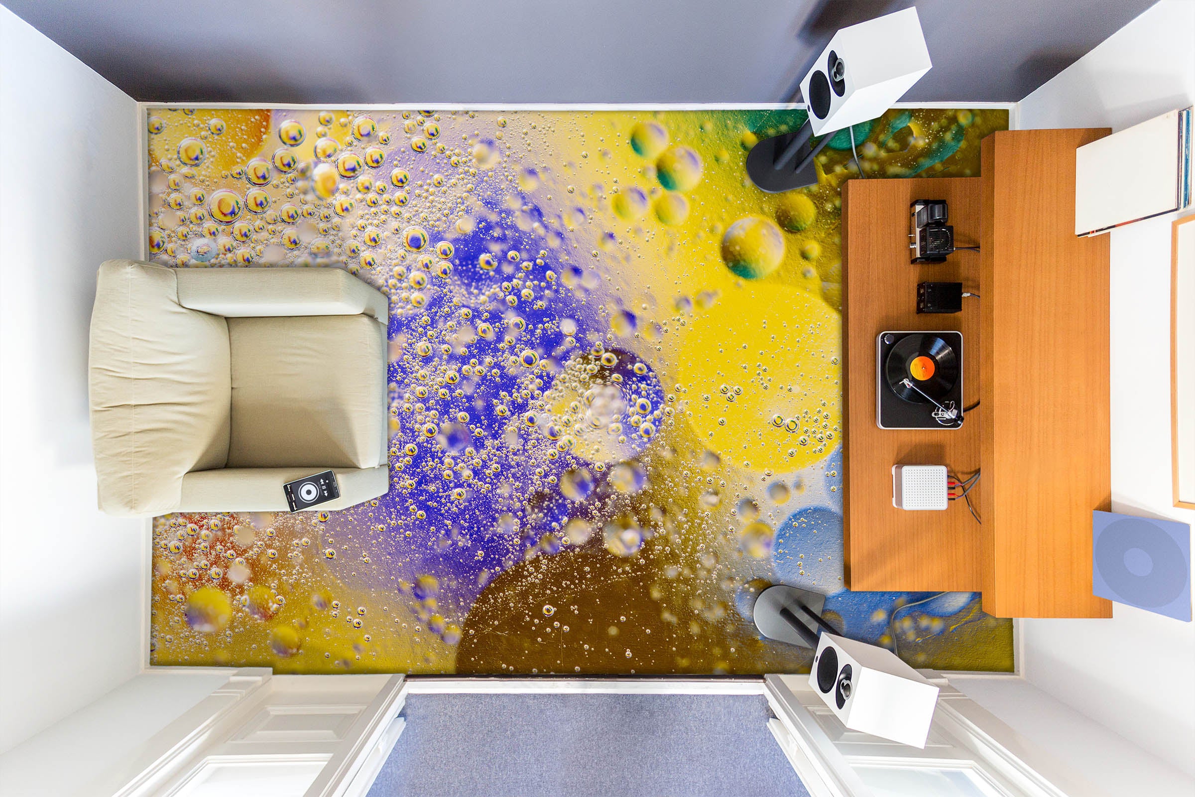 3D Artistic Color Drops 750 Floor Mural