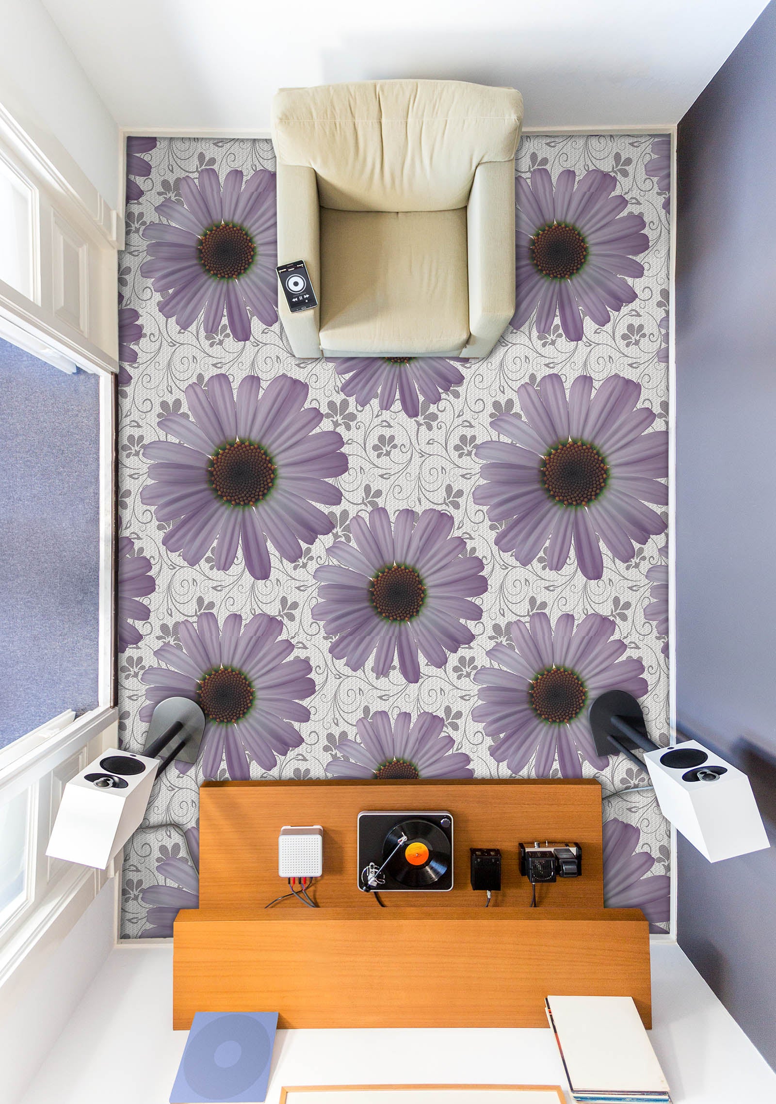 3D Purple Chrysanthemum 795 Floor Mural  Wallpaper Murals Rug & Mat Print Epoxy waterproof bath floor