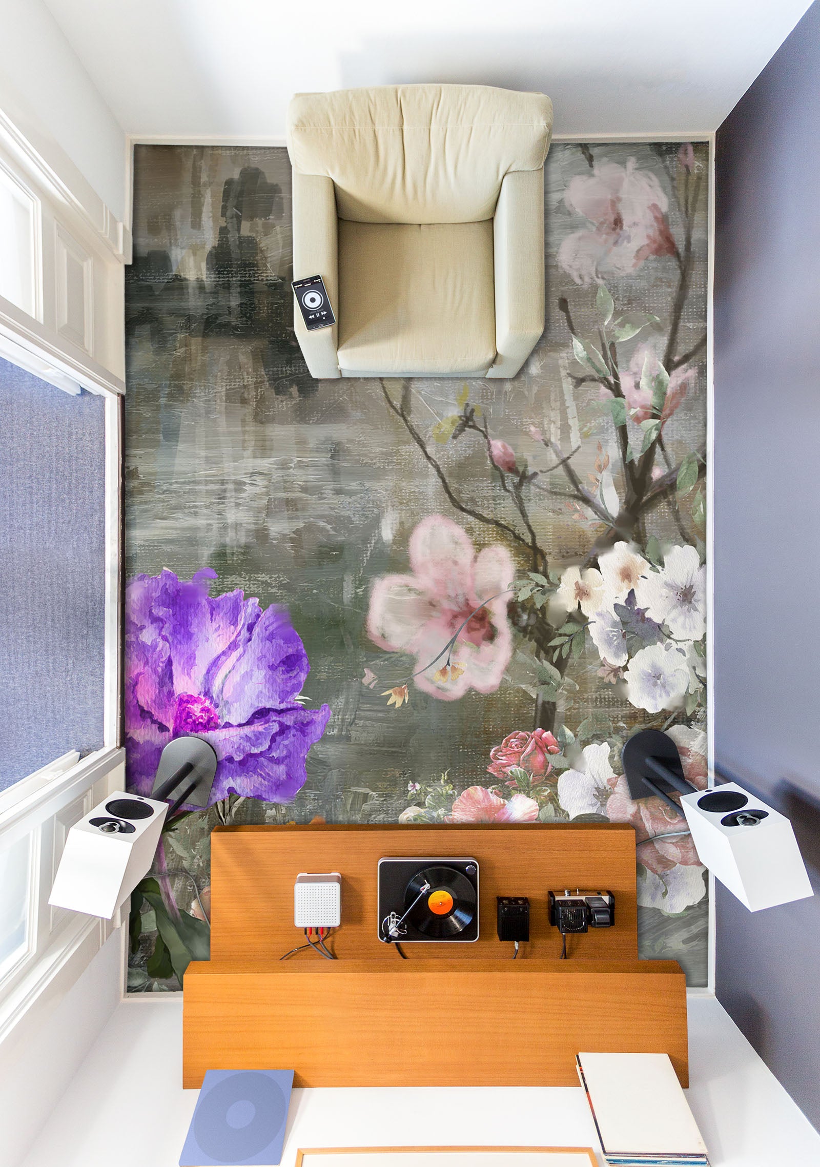 3D Distinct Purple Flowers 1304 Floor Mural  Wallpaper Murals Self-Adhesive Removable Print Epoxy