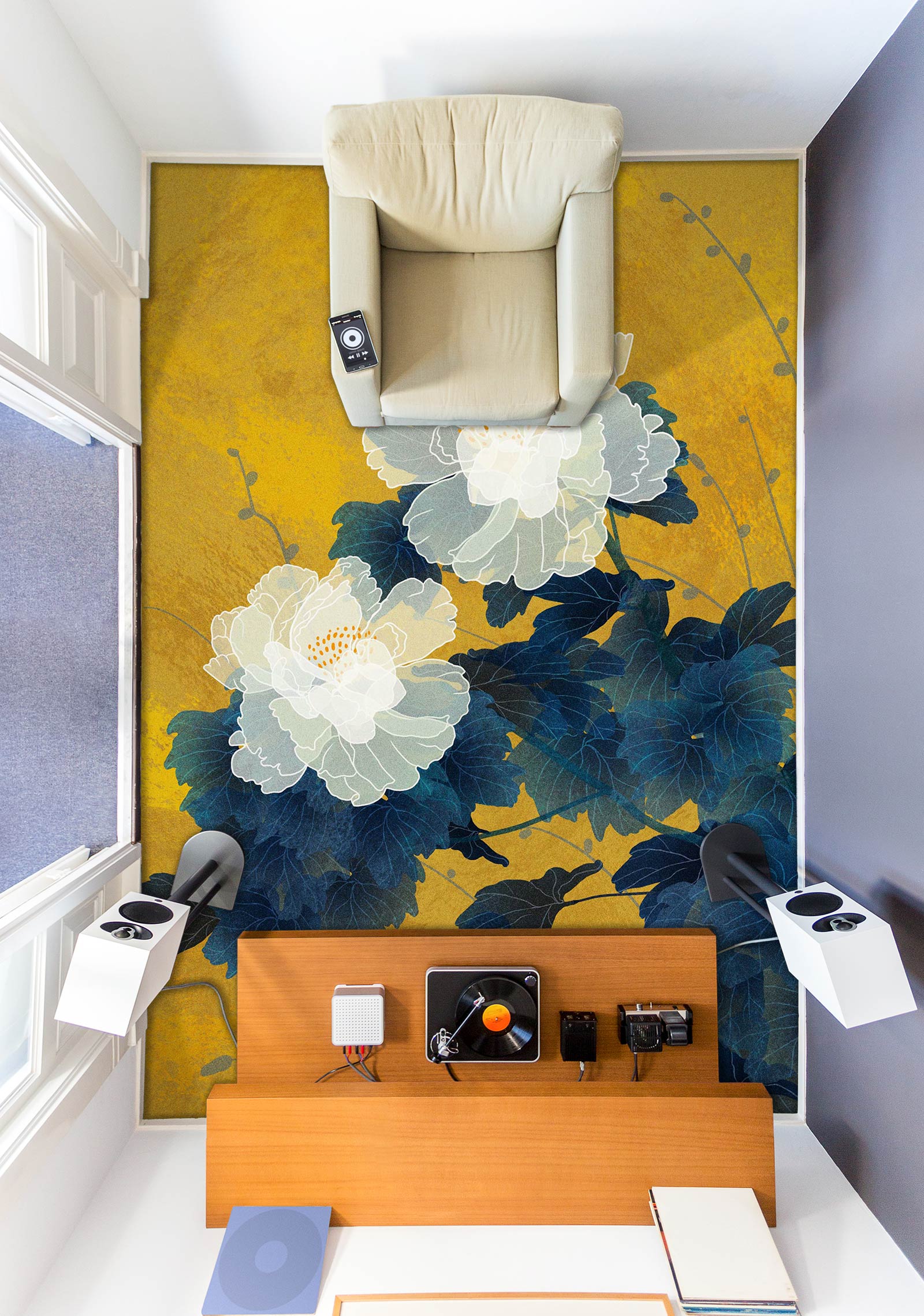 3D White Transparent Lotus 1199 Floor Mural  Wallpaper Murals Self-Adhesive Removable Print Epoxy