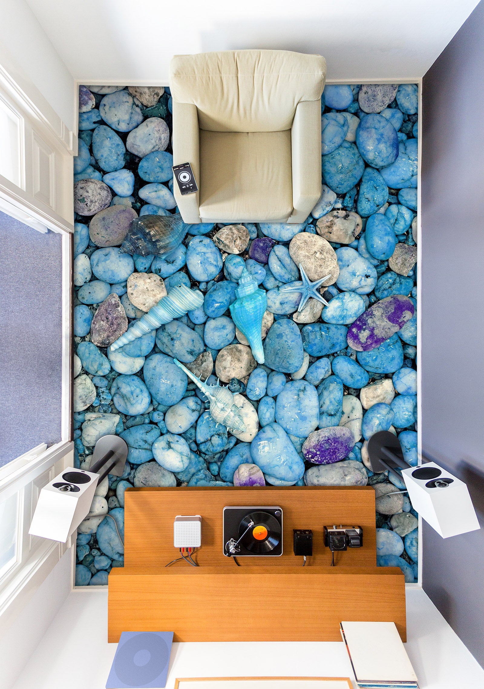 3D Blue Conch And Starfish 902 Floor Mural  Wallpaper Murals Rug & Mat Print Epoxy waterproof bath floor