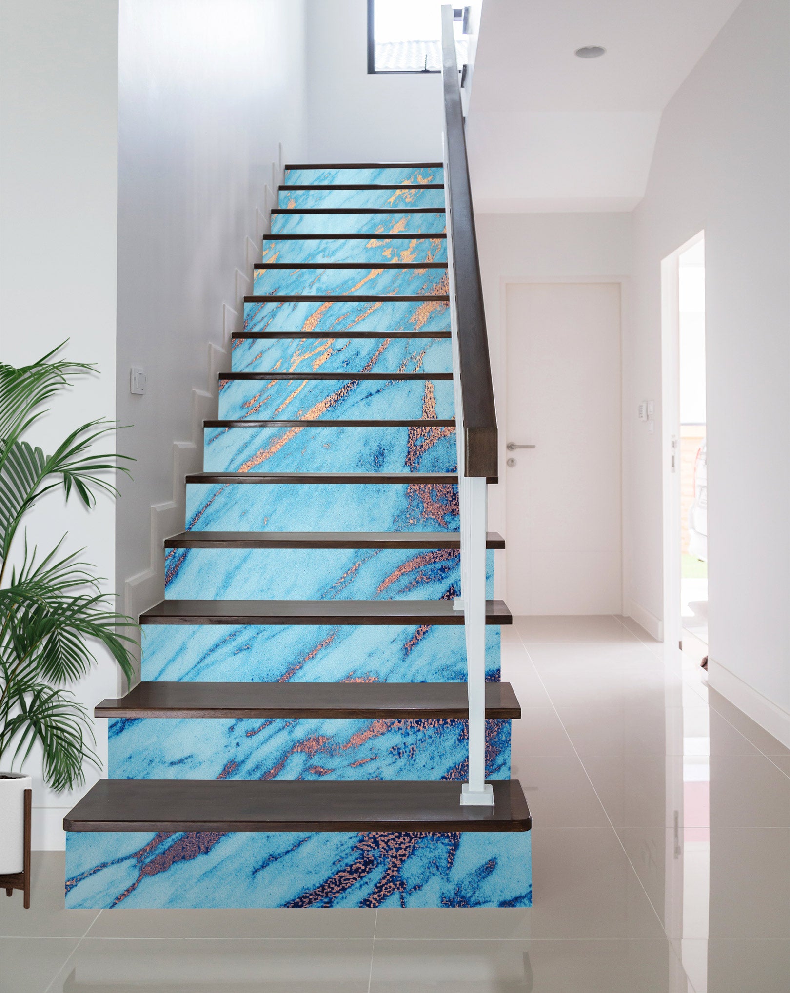 3D Blue Art Texture 217 Stair Risers