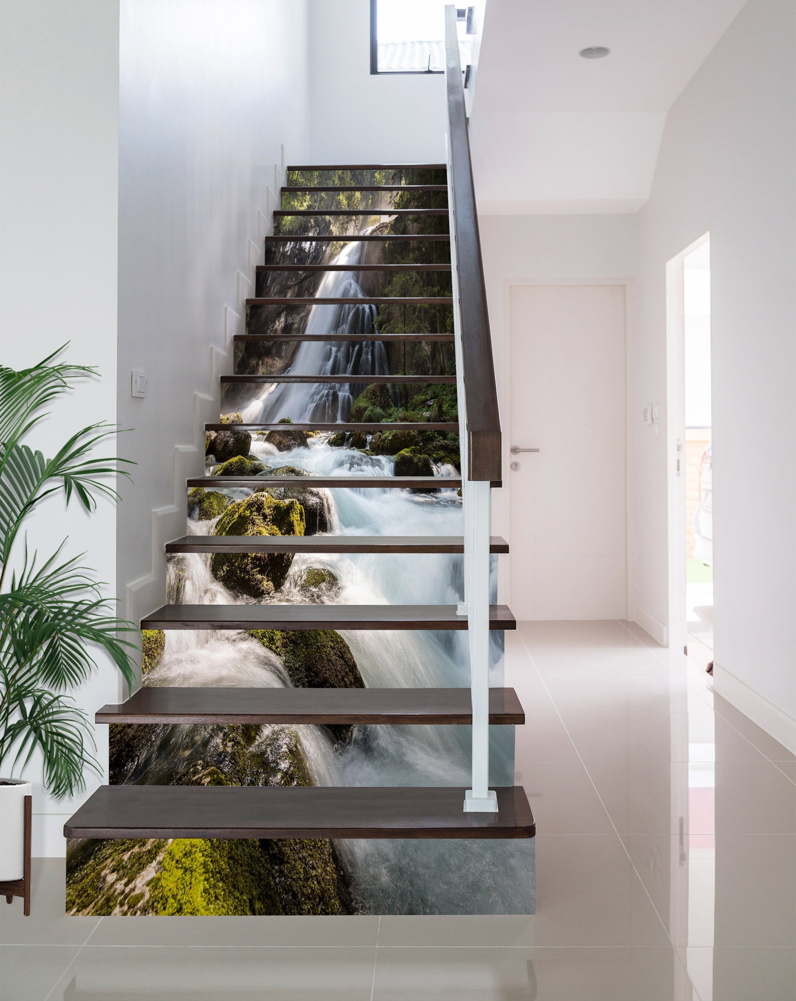 3D Meandering Rapids Waterfall 282 Stair Risers