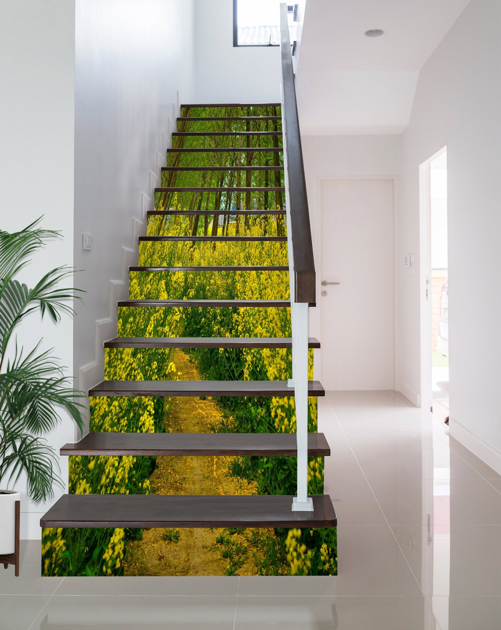 3D Yellow Rape Blossoms 301 Stair Risers