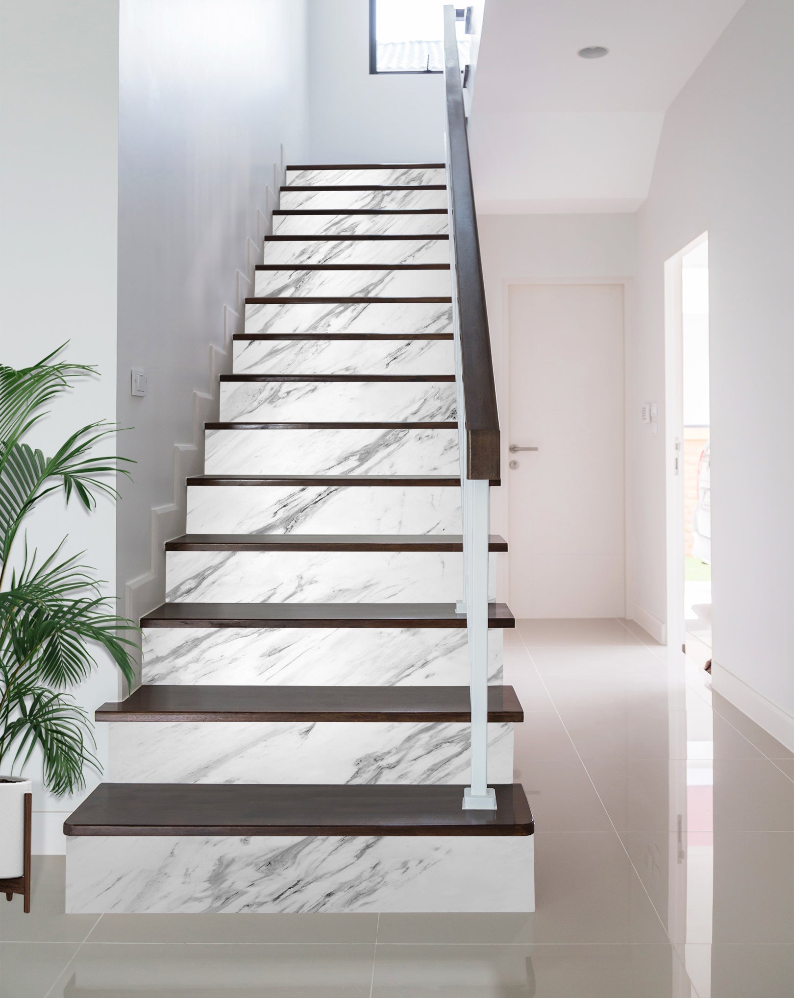 3D White Elegant Texture 572 Stair Risers