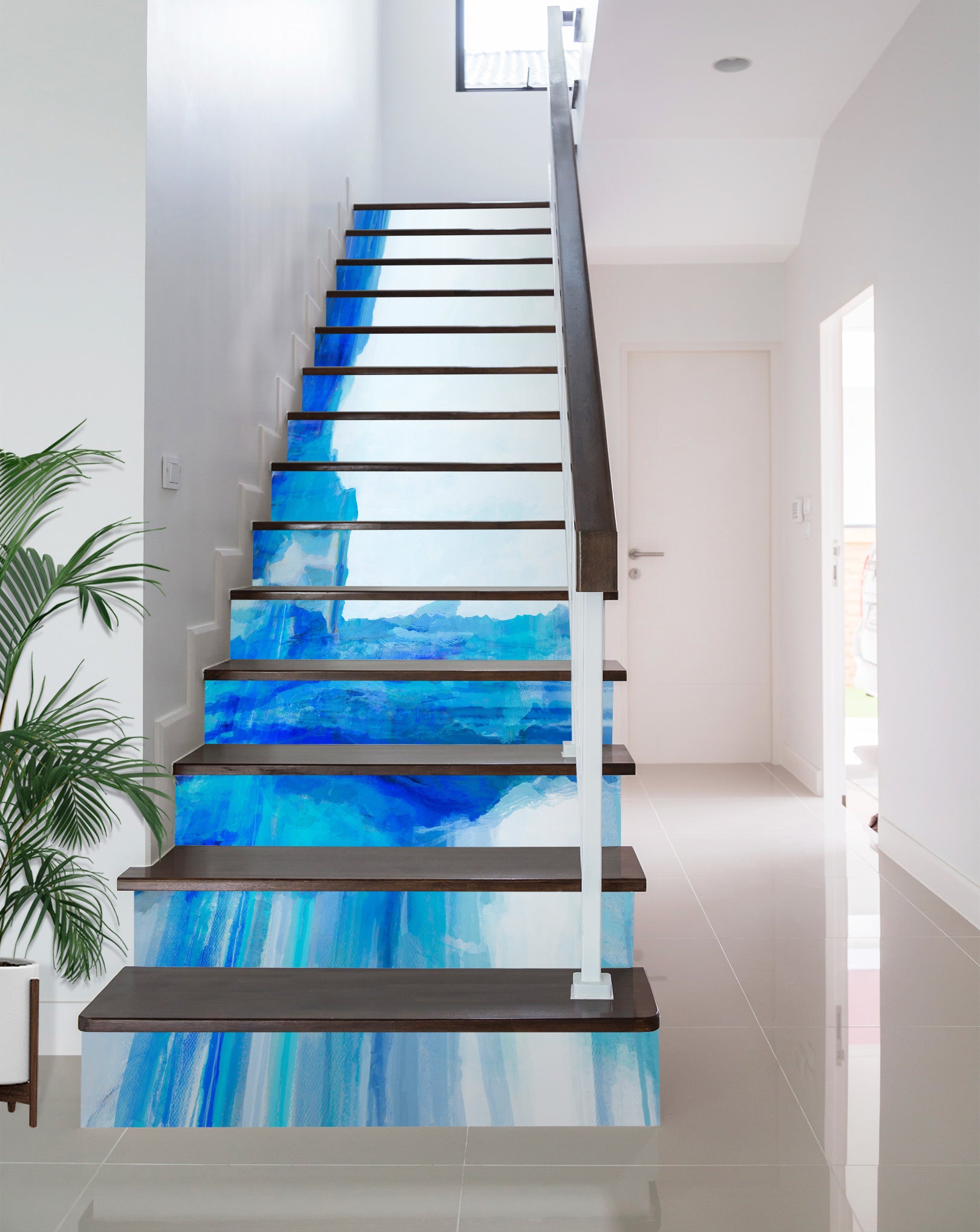 3D Blue White Pattern 9472 Michael Tienhaara Stair Risers