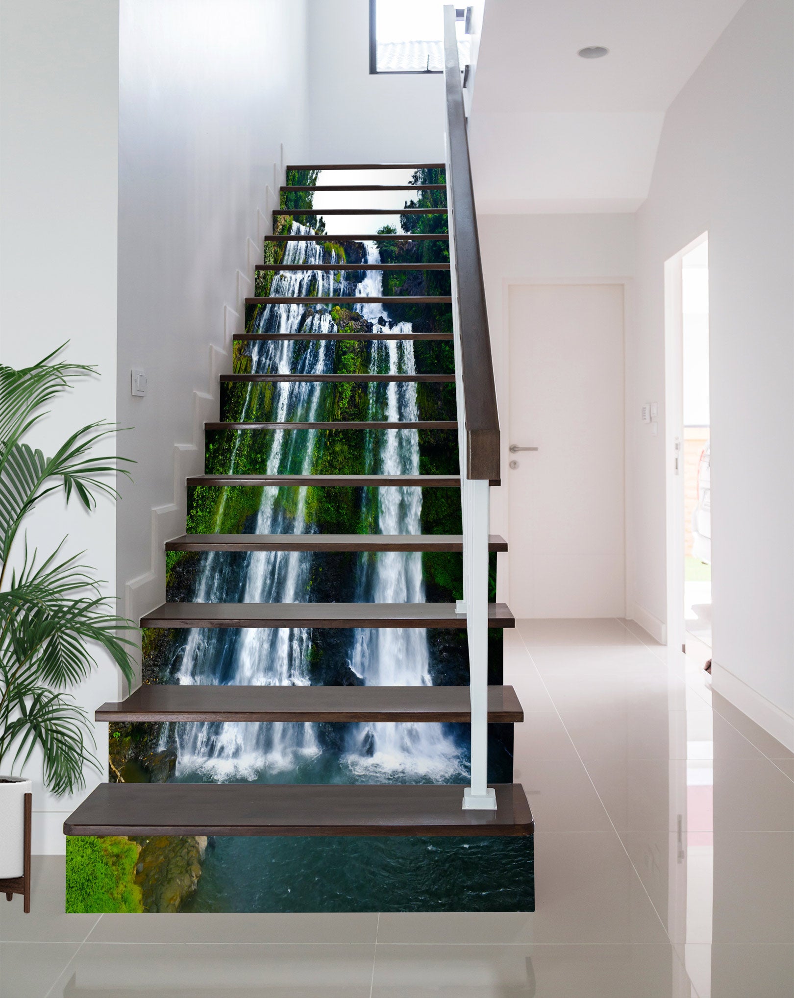 3D High And Beautiful Waterfall 410 Stair Risers