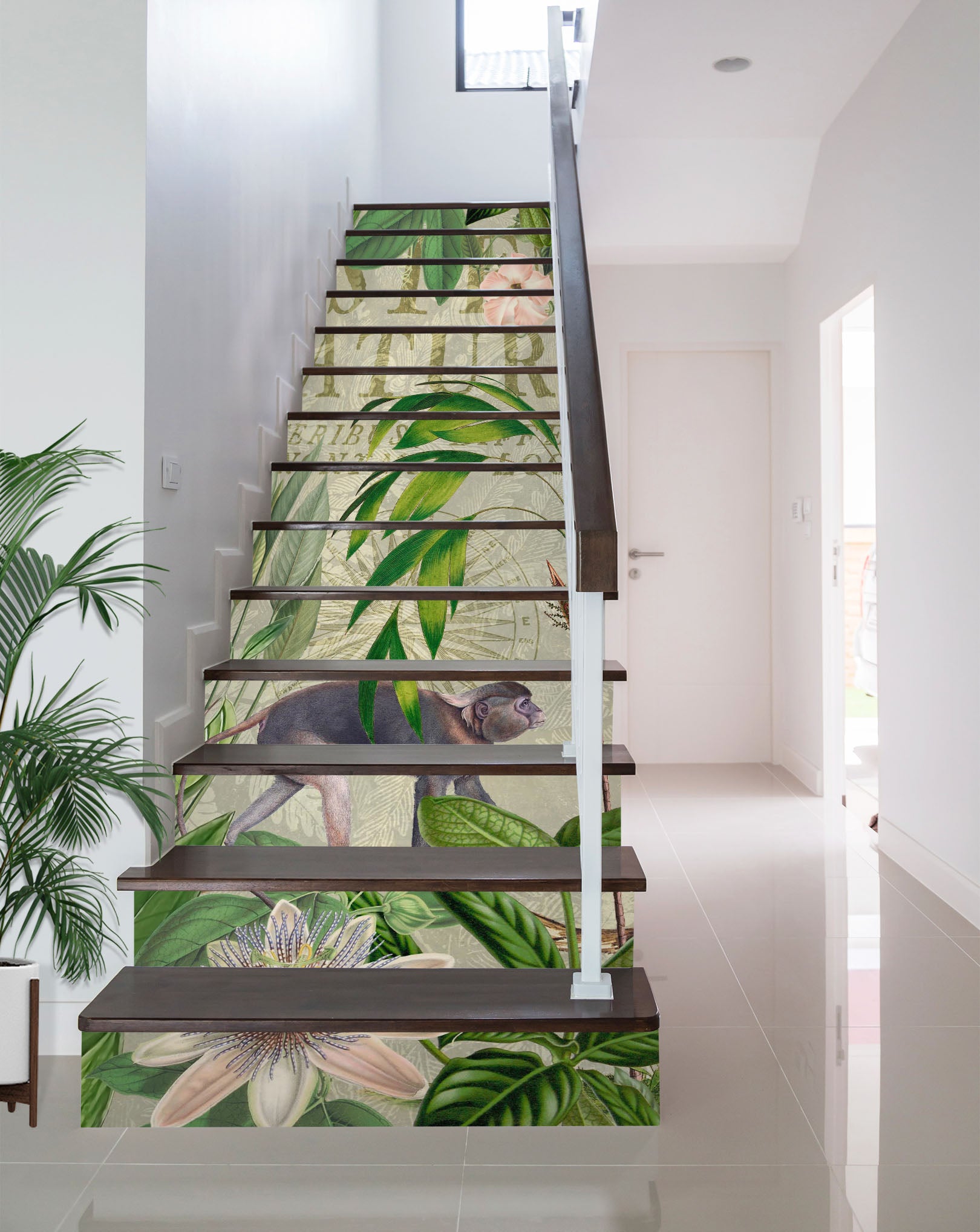3D Leaves Monkey 11037 Andrea Haase Stair Risers