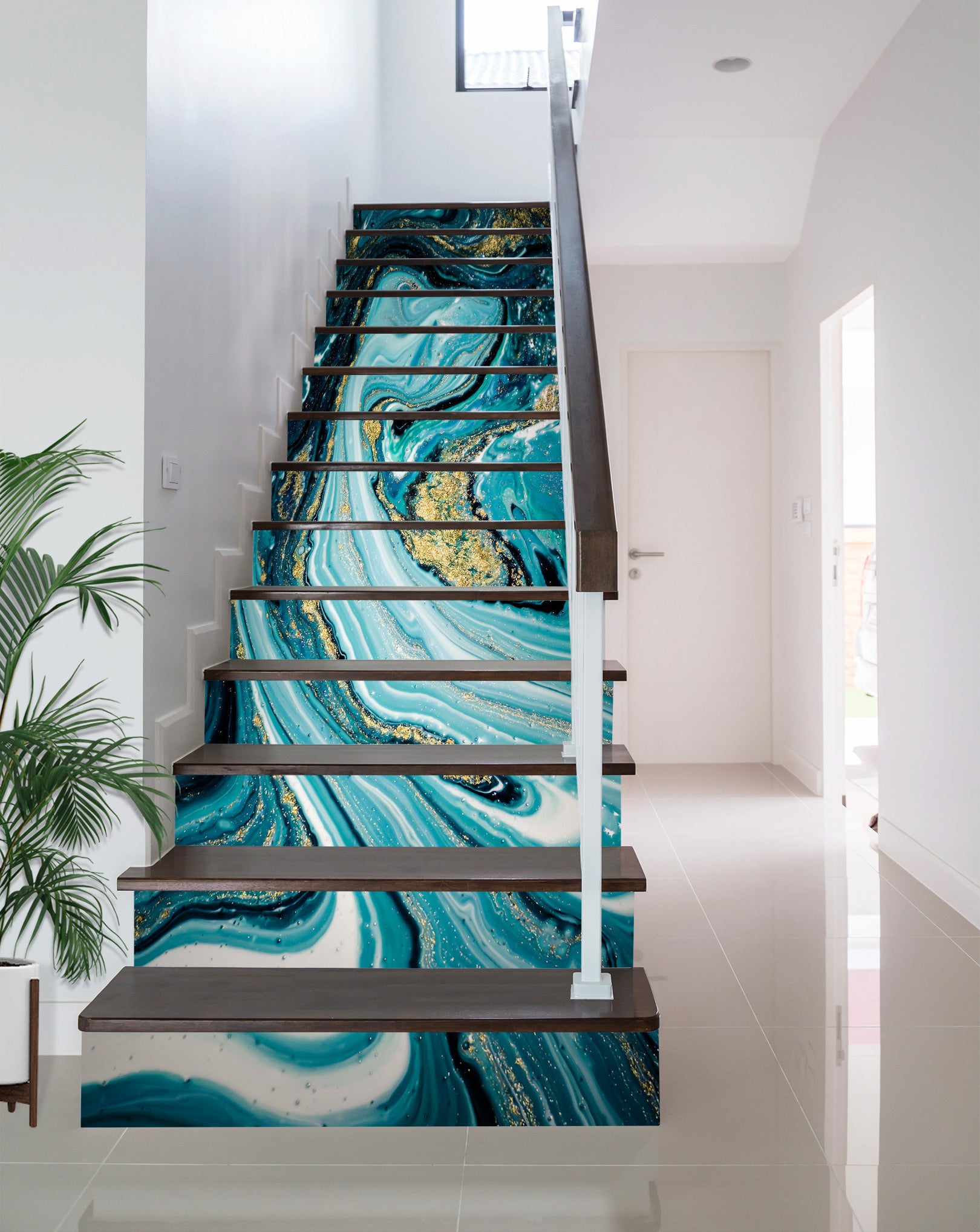 3D Blue Slow Flowing Texture 479 Stair Risers