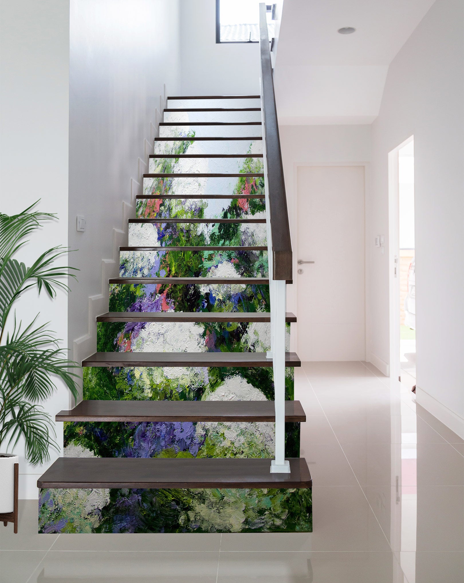 3D White Flowers Garden 90112 Allan P. Friedlander Stair Risers