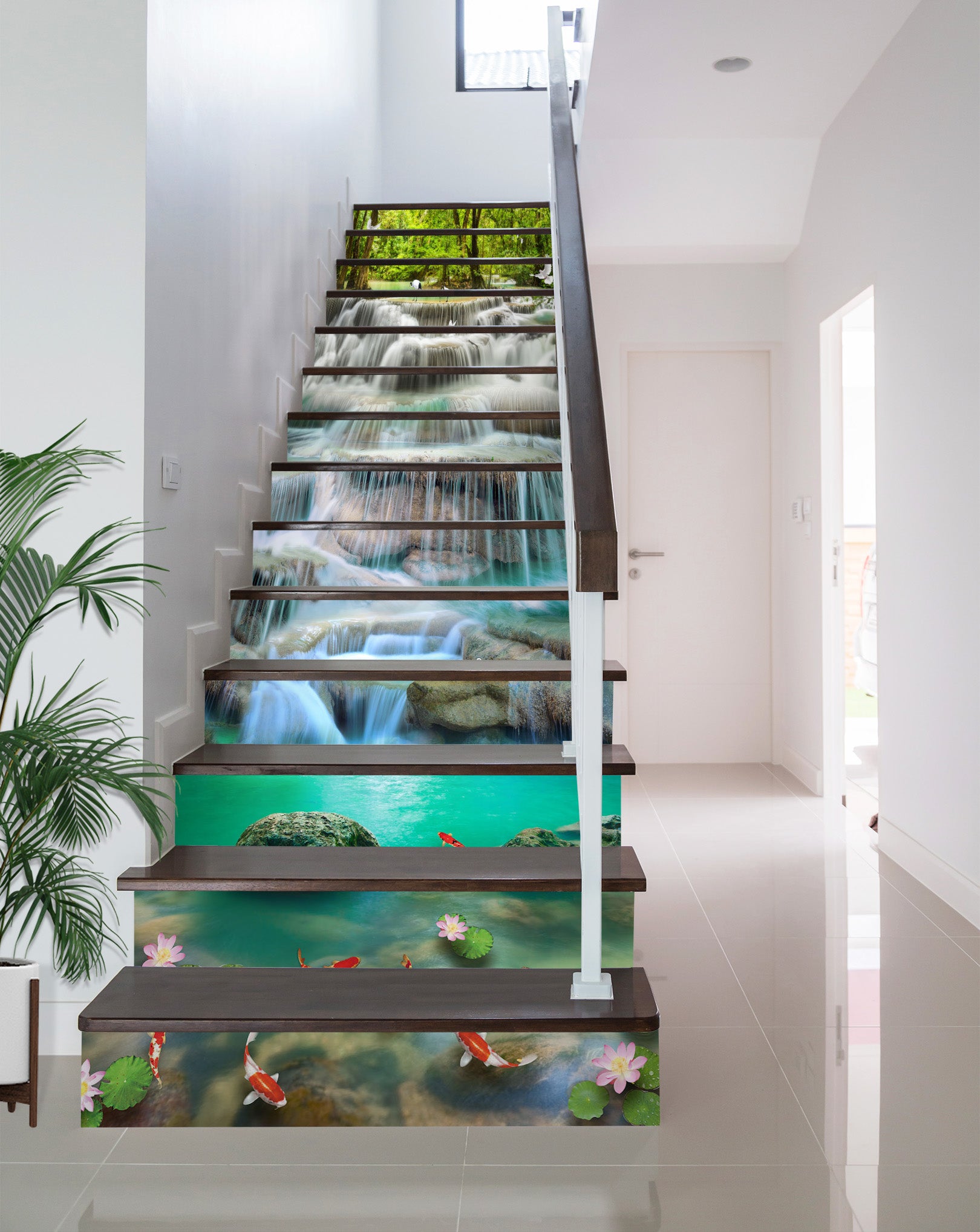 3D Magnificent Beautiful Waterfall 619 Stair Risers
