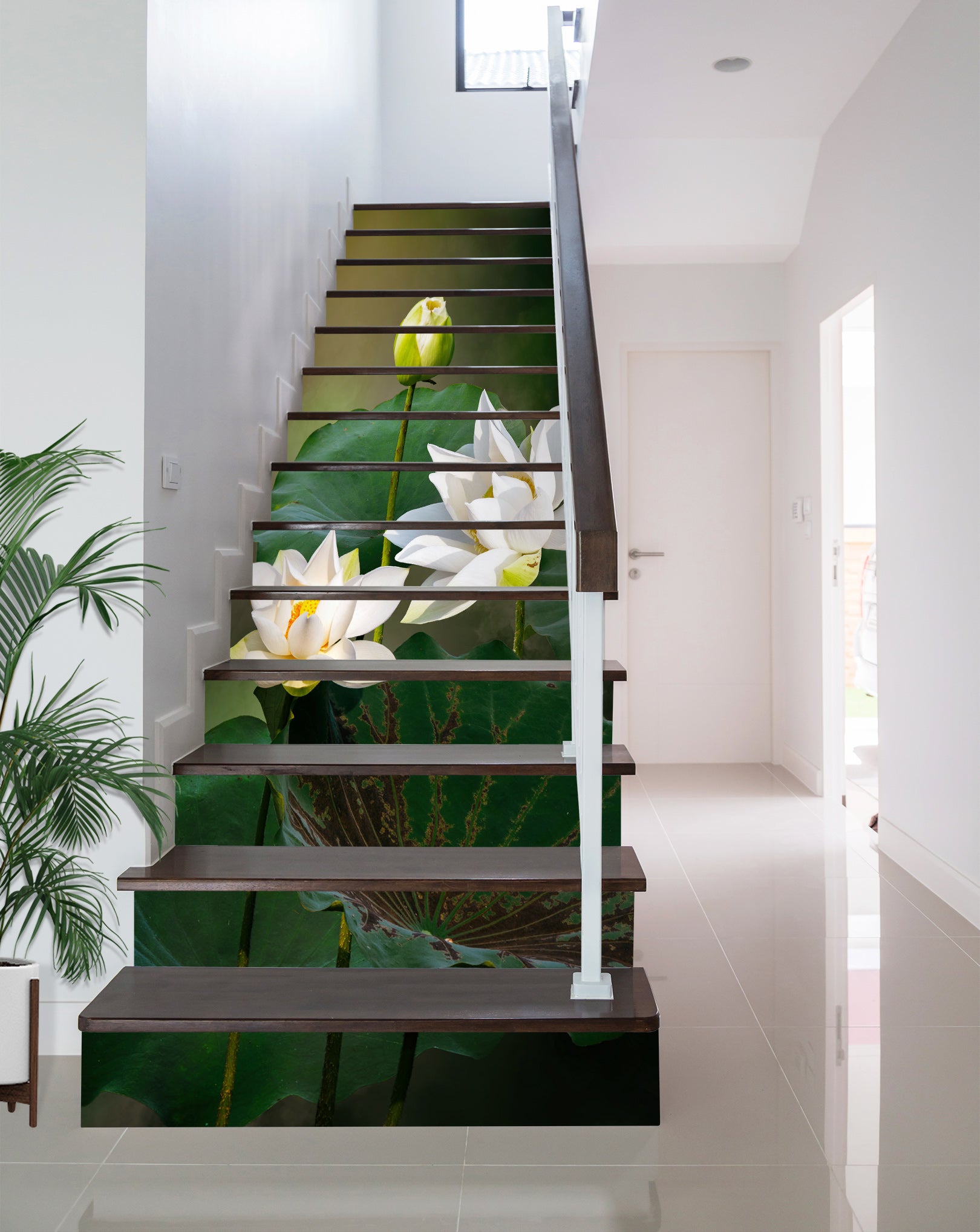 3D White Pure Lotus 522 Stair Risers