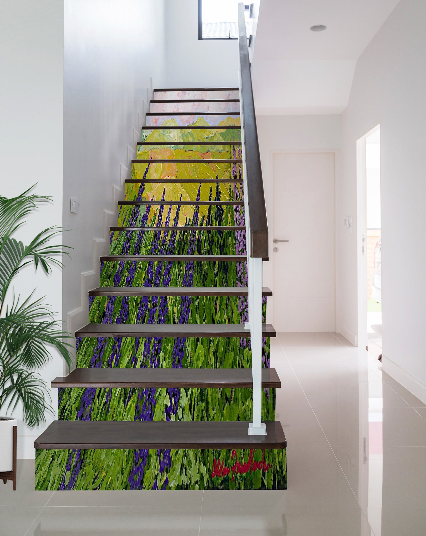 3D Purple Flower Grass 89189 Allan P. Friedlander Stair Risers