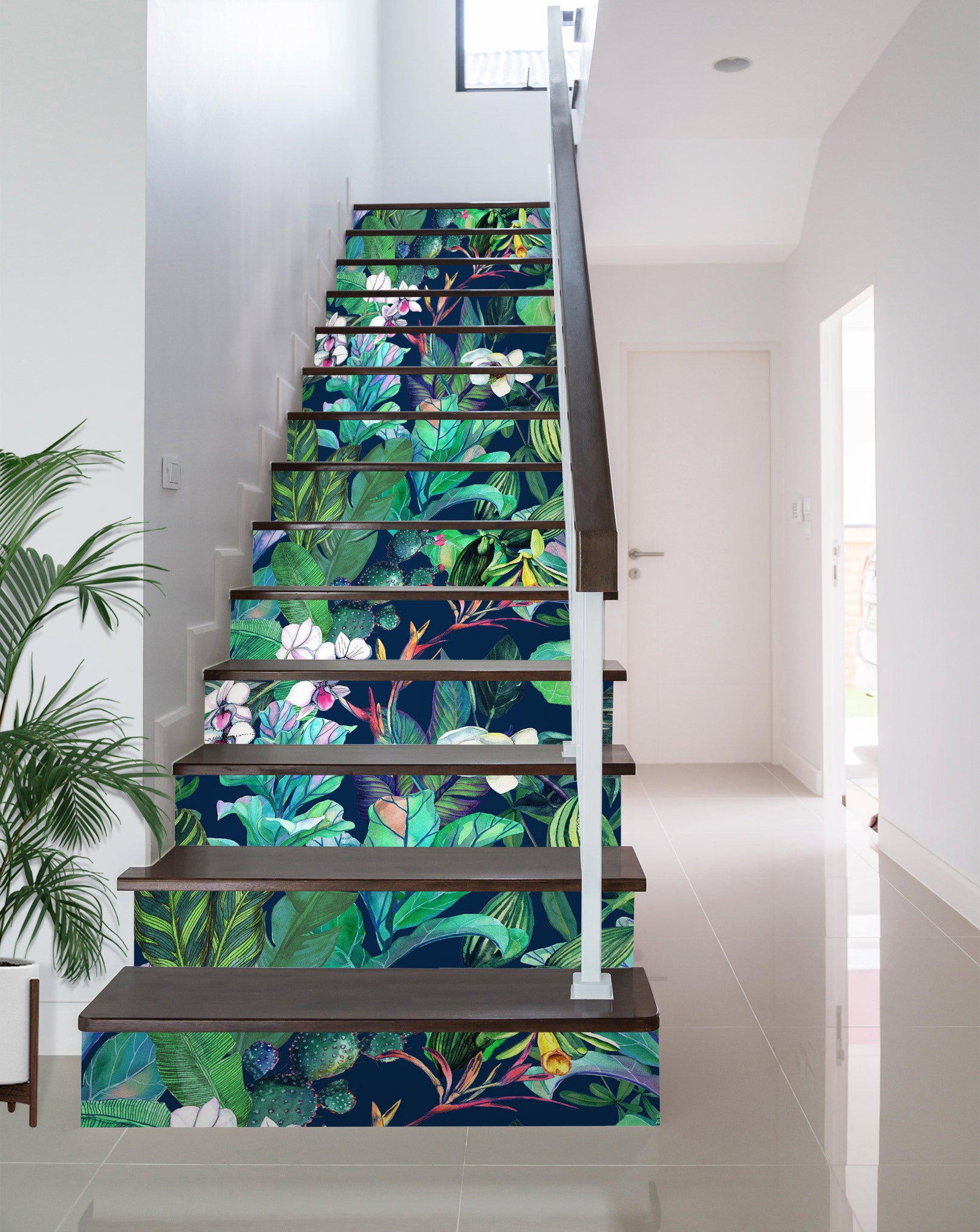 3D Beautiful Night Flowers 491 Stair Risers