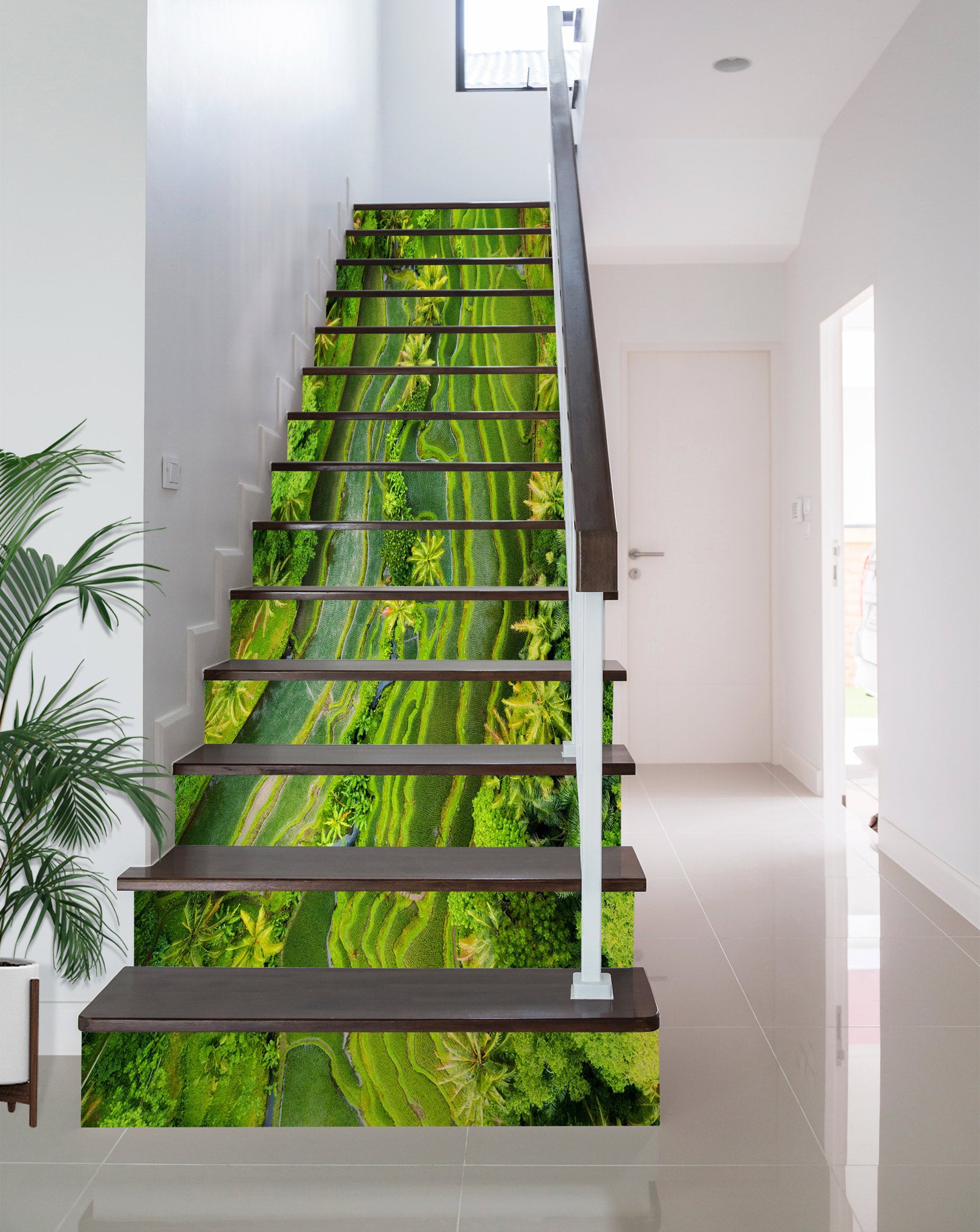 3D Winding Green Plants 372 Stair Risers