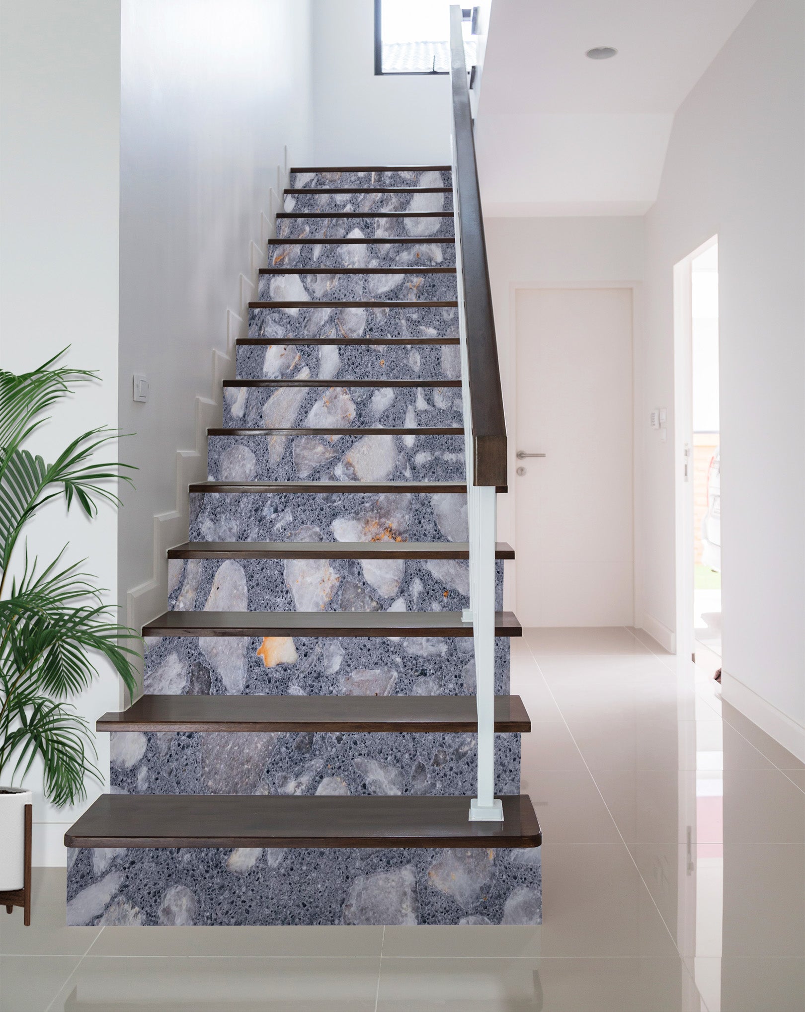 3D Grey Pebbles 639 Stair Risers