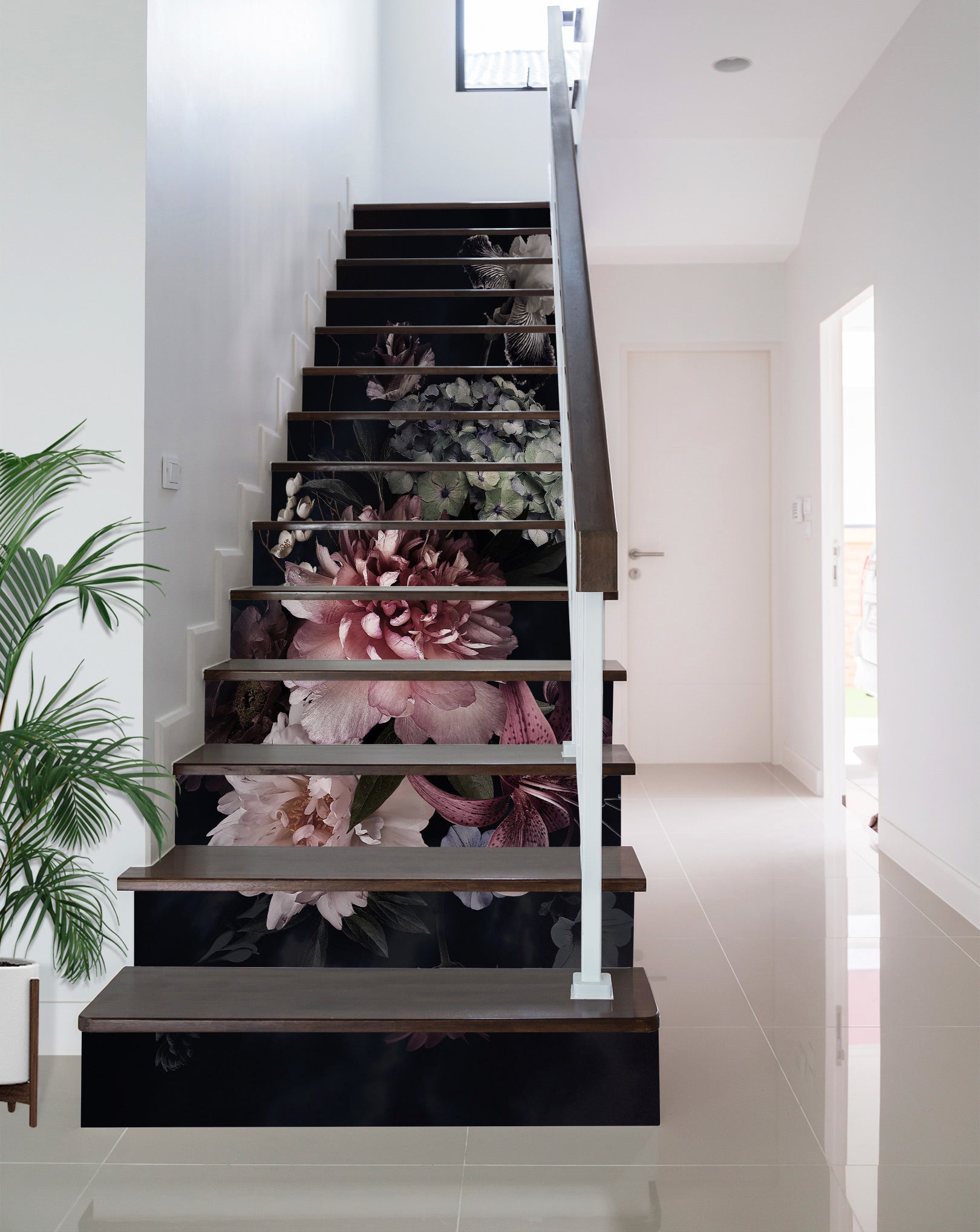 3D Flowers Of Dark Night 505 Stair Risers