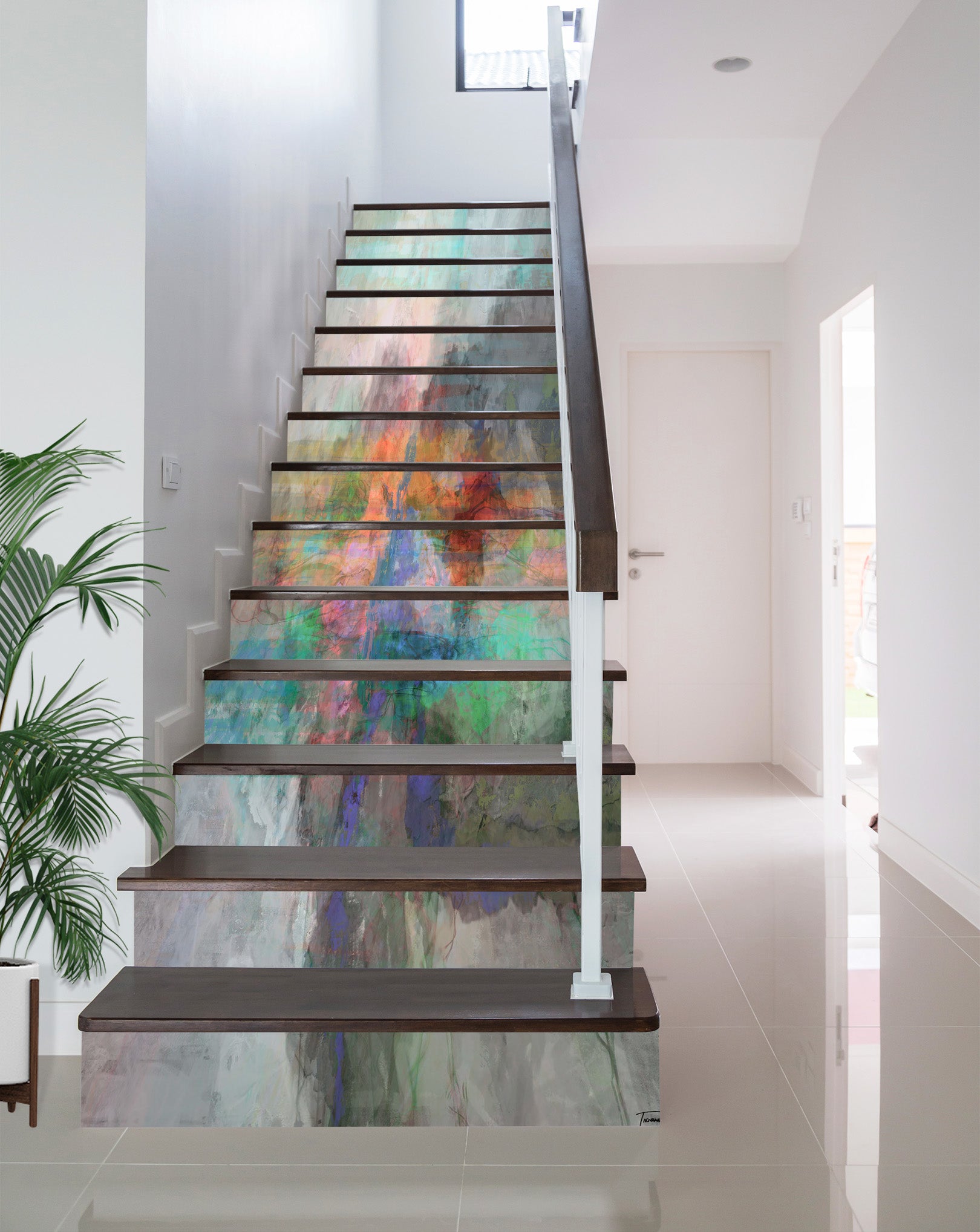 3D Gray Color Block Pattern 104214 Michael Tienhaara Stair Risers