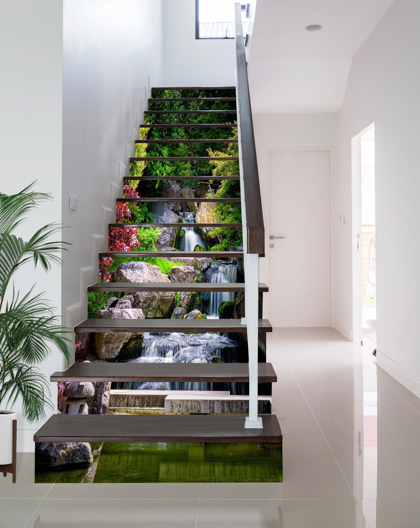 3D Plants And Meandering Water 375 Stair Risers