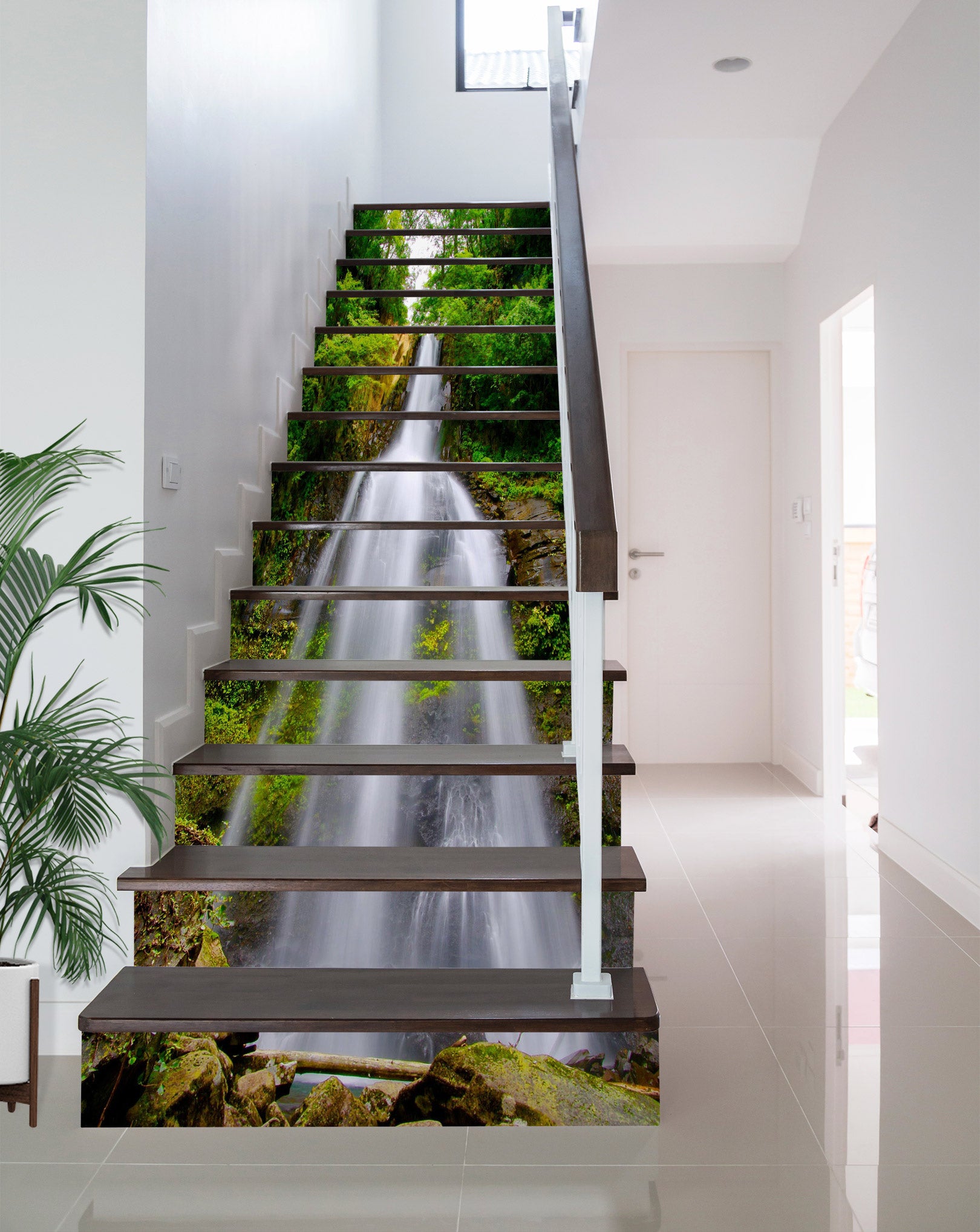 3D Green Tree Falls 362 Stair Risers