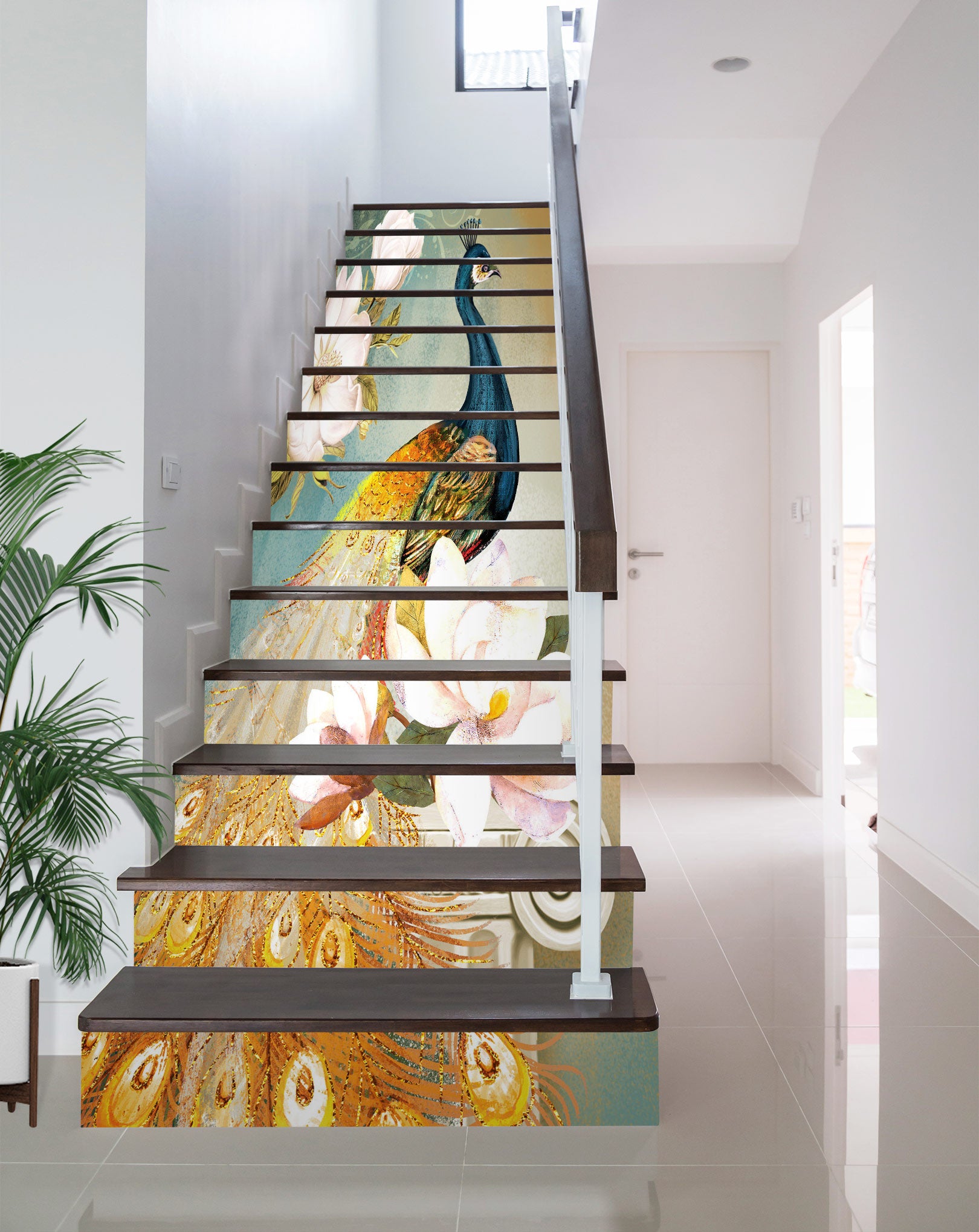 3D Gorgeous Peacock 269 Stair Risers