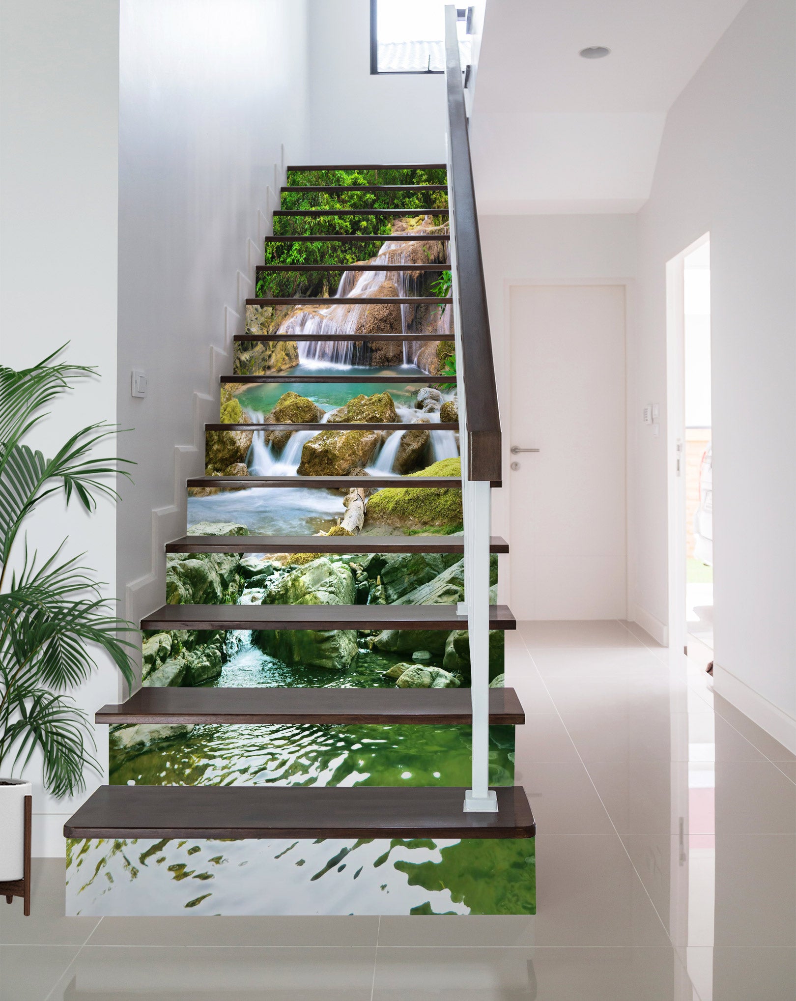 3D Green Water And Bluestone 066 Stair Risers