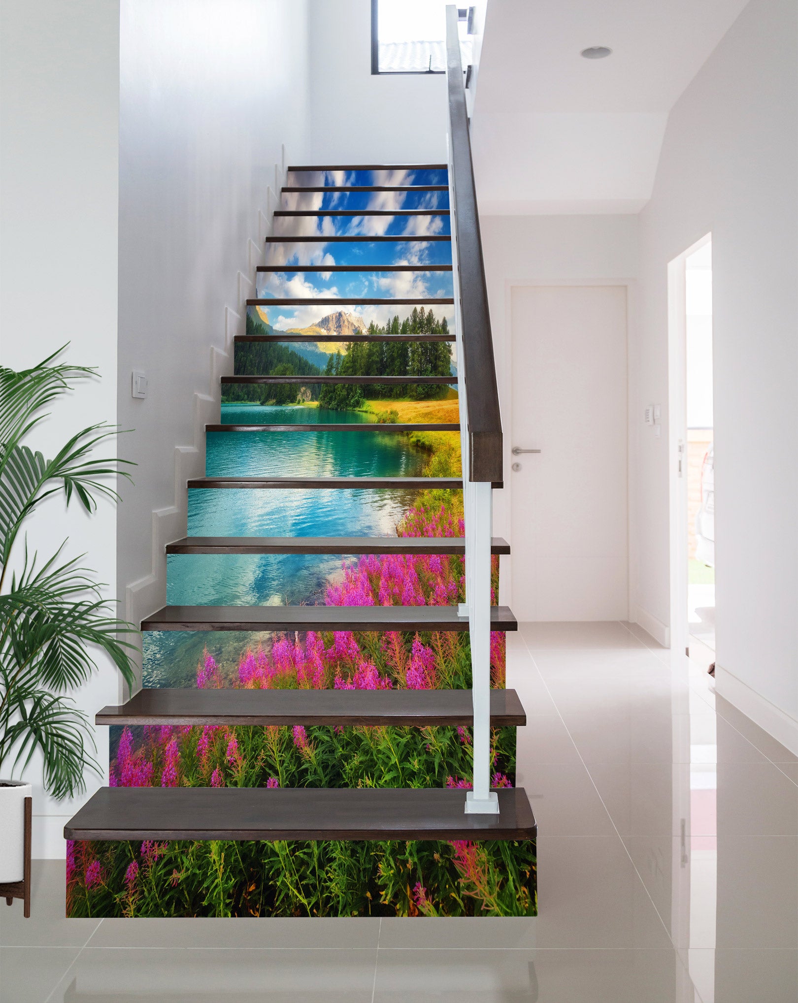 3D Beautiful Flowers By The River 262 Stair Risers