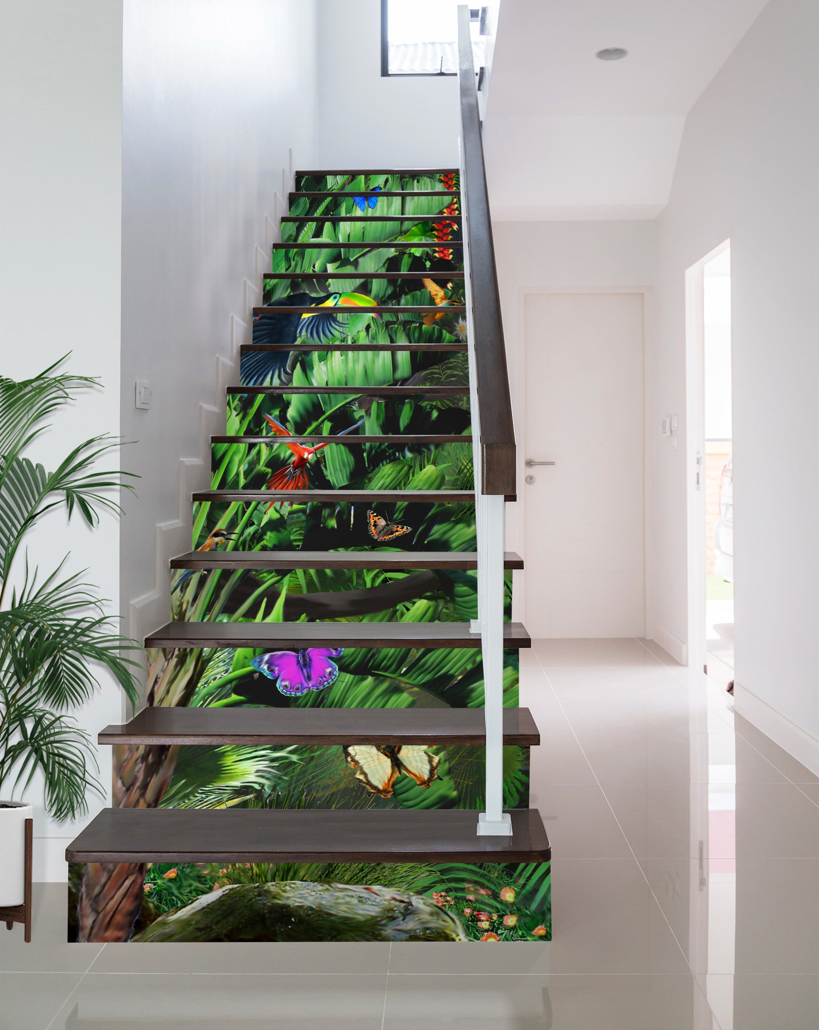 3D Jungle Leaf Butterfly 96209 Adrian Chesterman Stair Risers