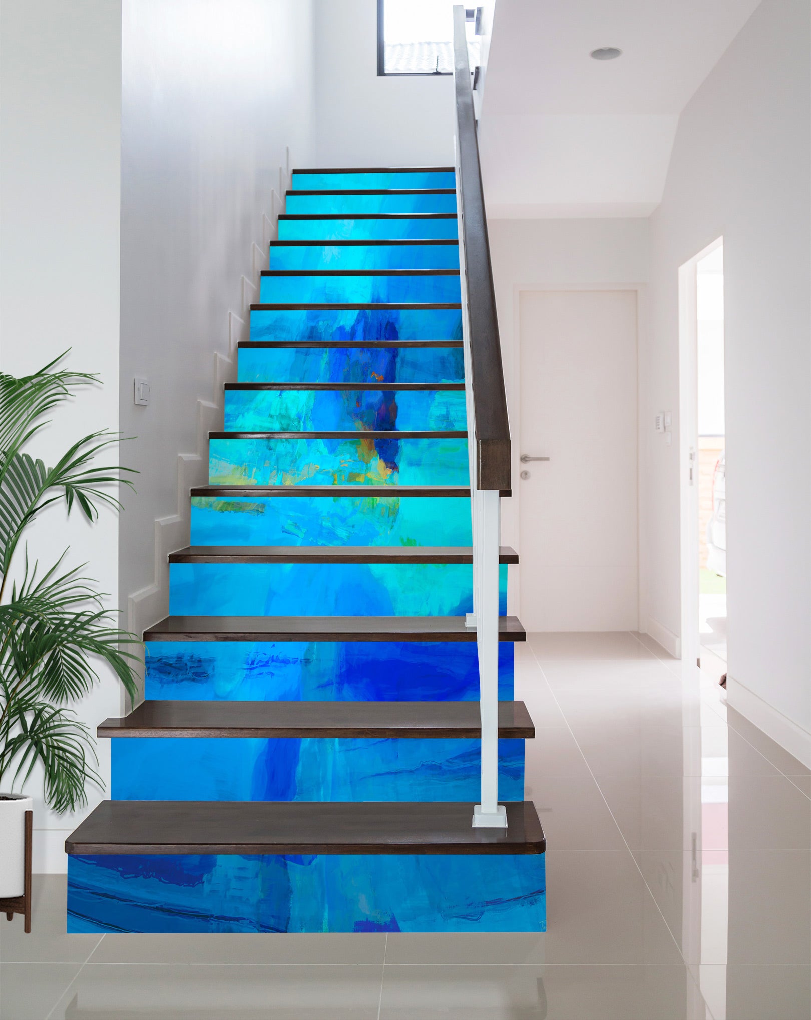 3D Blue Pigment Pattern 9462 Michael Tienhaara Stair Risers