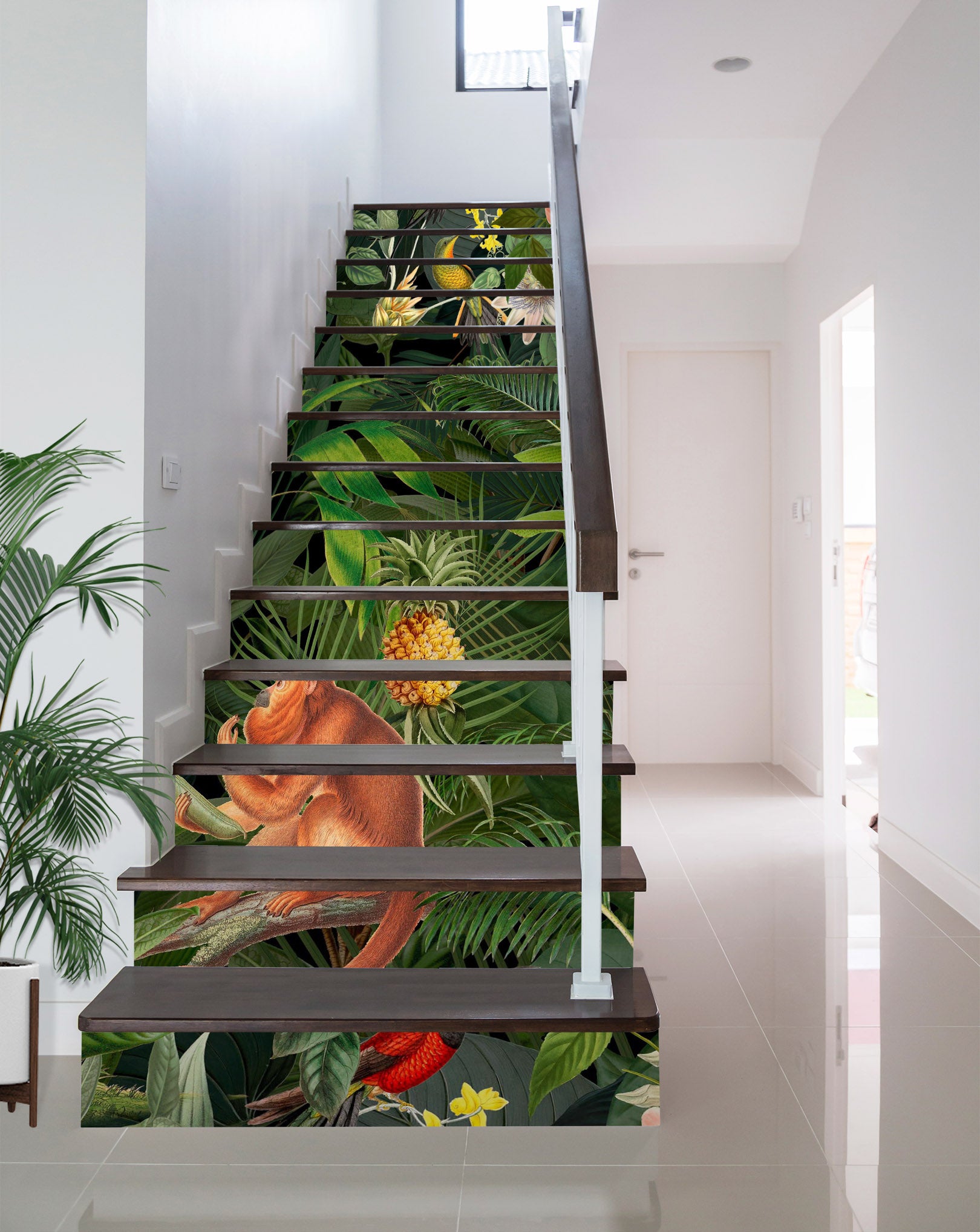 3D Monkey Pineapple Jungle 11026 Andrea Haase Stair Risers