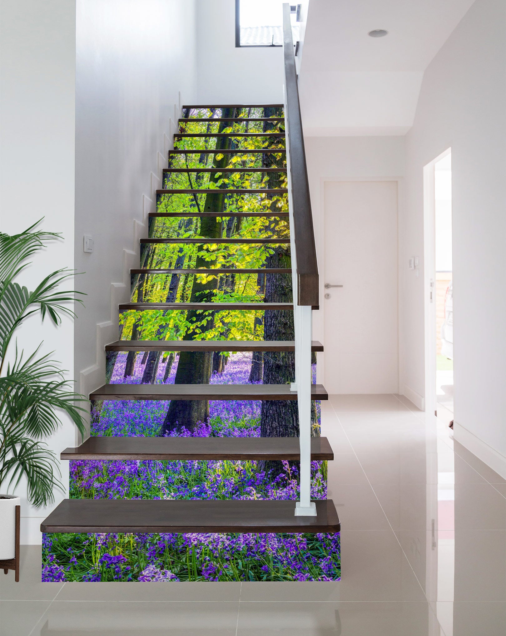 3D Purple Flowers Woods 10957 Assaf Frank Stair Risers