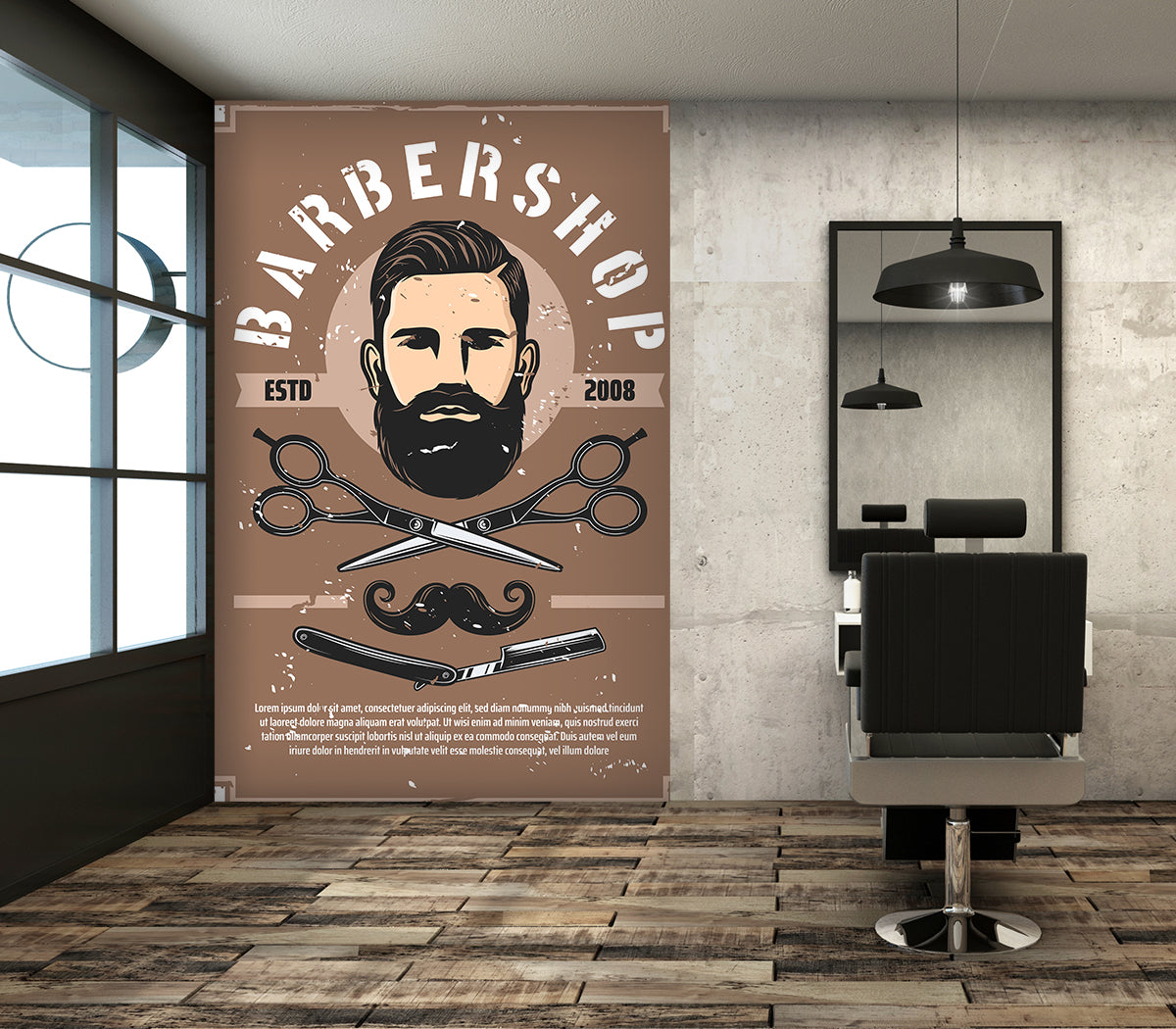 3D Uncle Beard 1438 Barber Shop Wall Murals