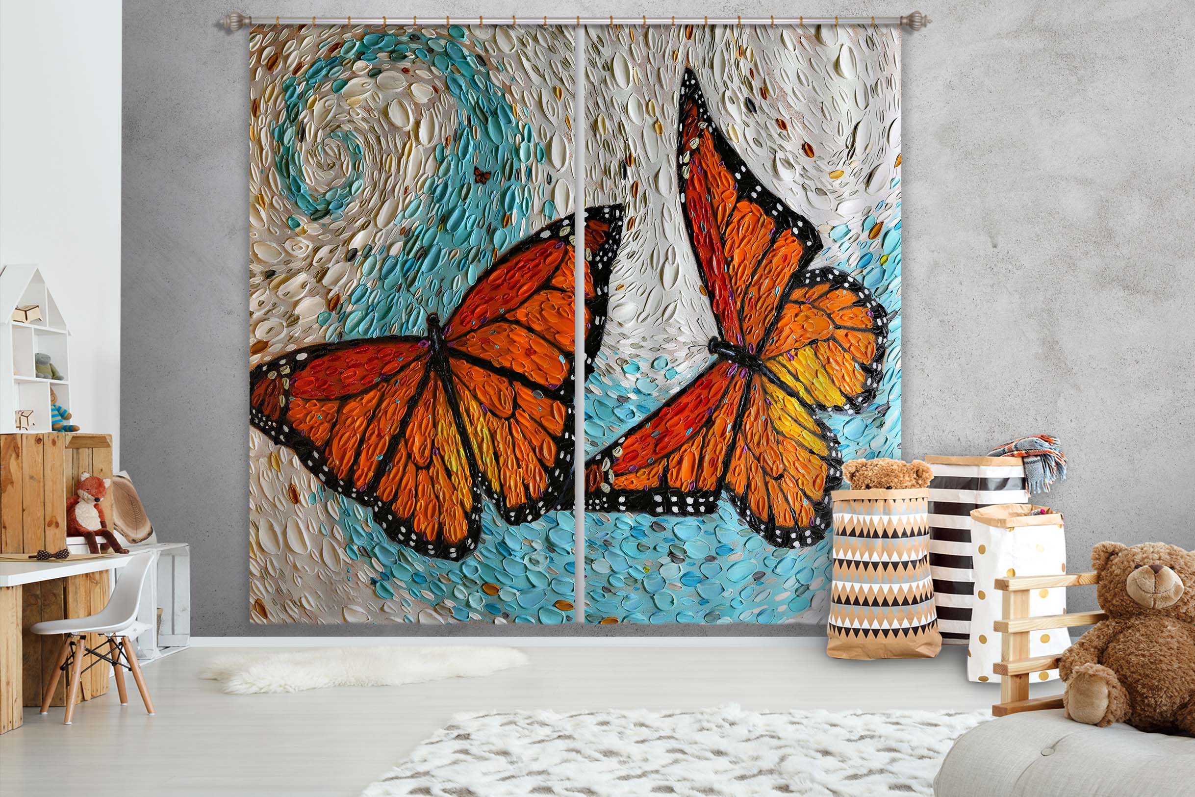 3D Butterfly Specimen 064 Dena Tollefson Curtain Curtains Drapes