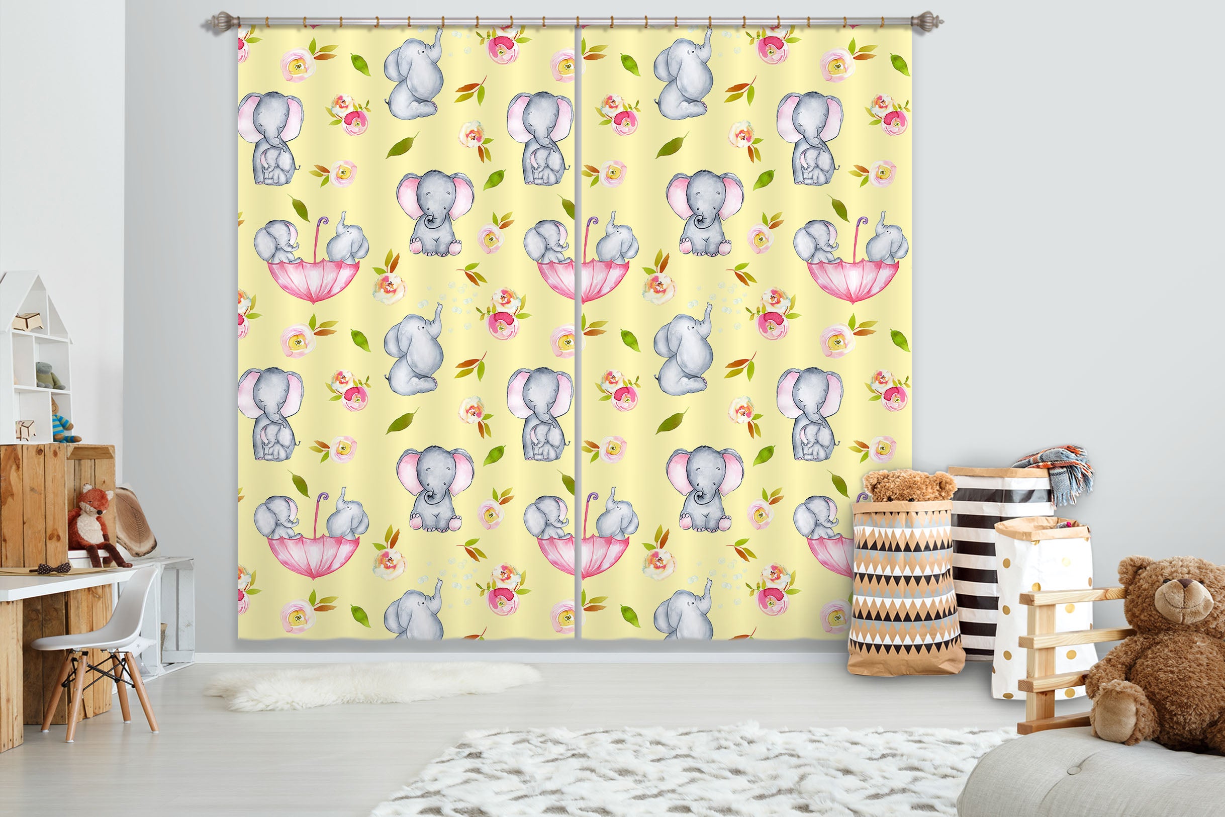 3D Graffiti Elephant 137 Uta Naumann Curtain Curtains Drapes