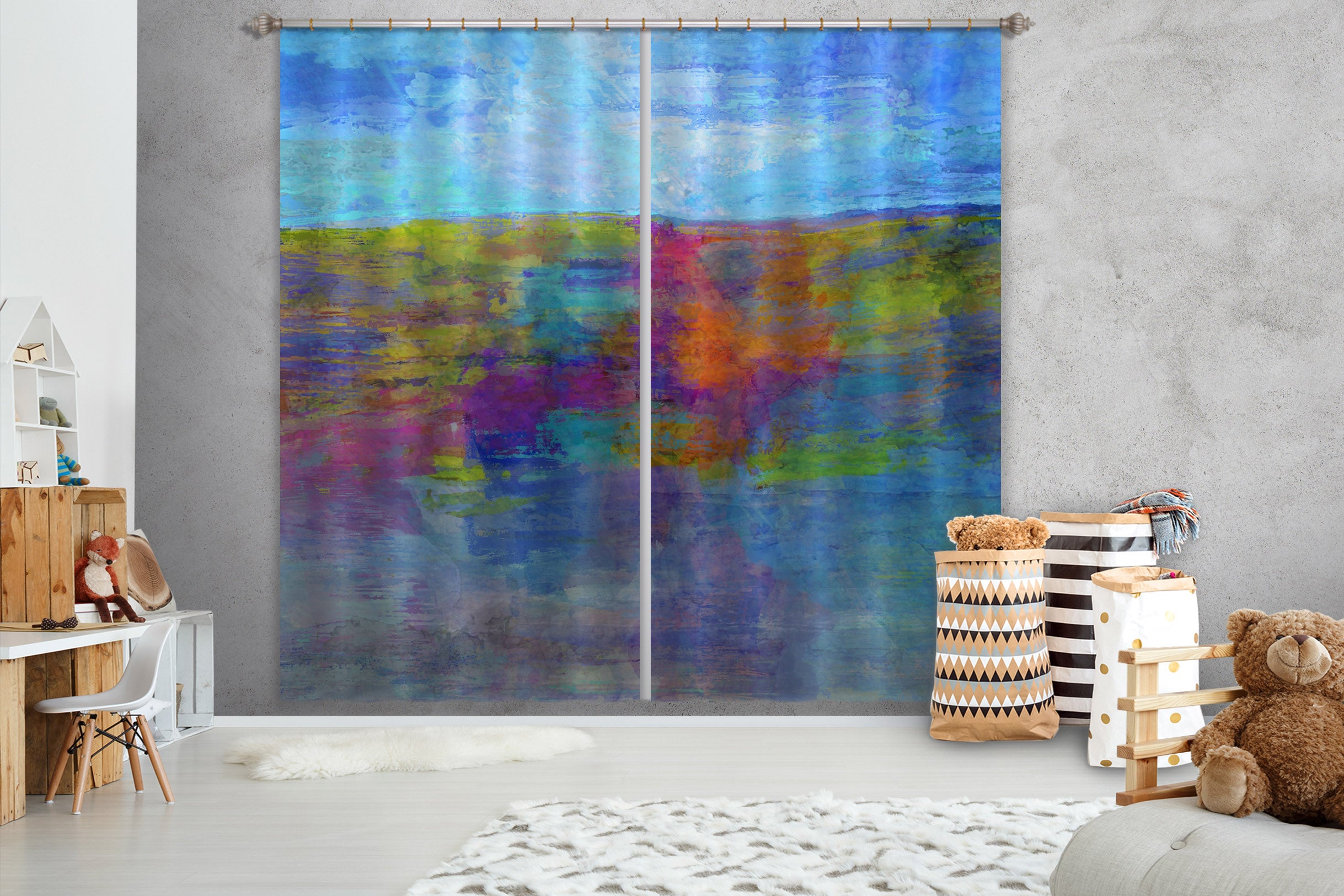 3D Colored Grassland 055 Michael Tienhaara Curtain Curtains Drapes