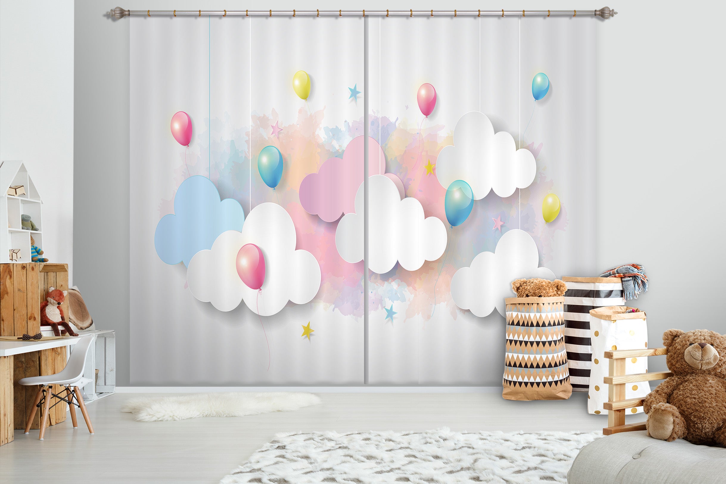 3D Cloud Balloon 780 Curtains Drapes