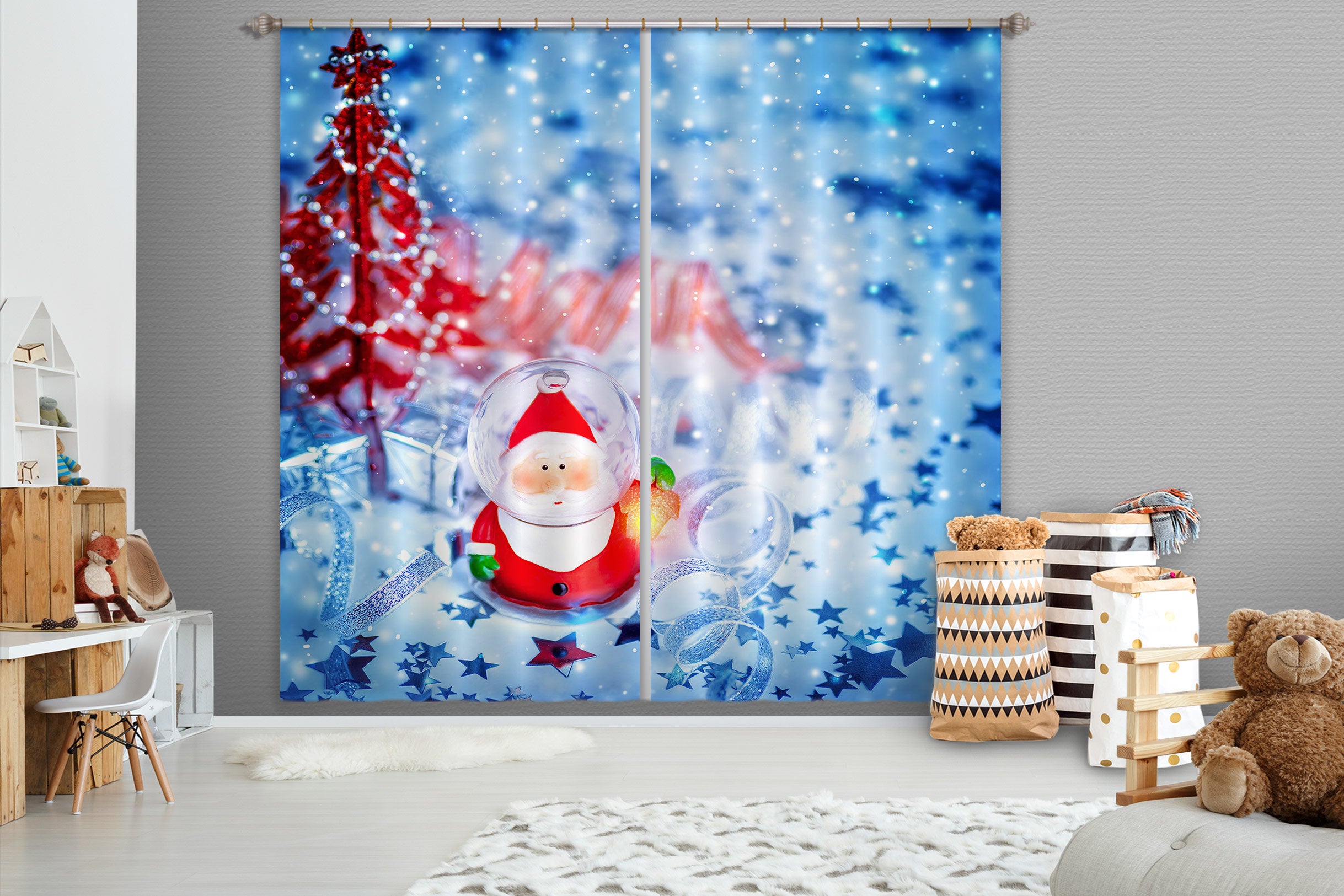 3D Santa Claus Ornaments 53069 Christmas Curtains Drapes Xmas