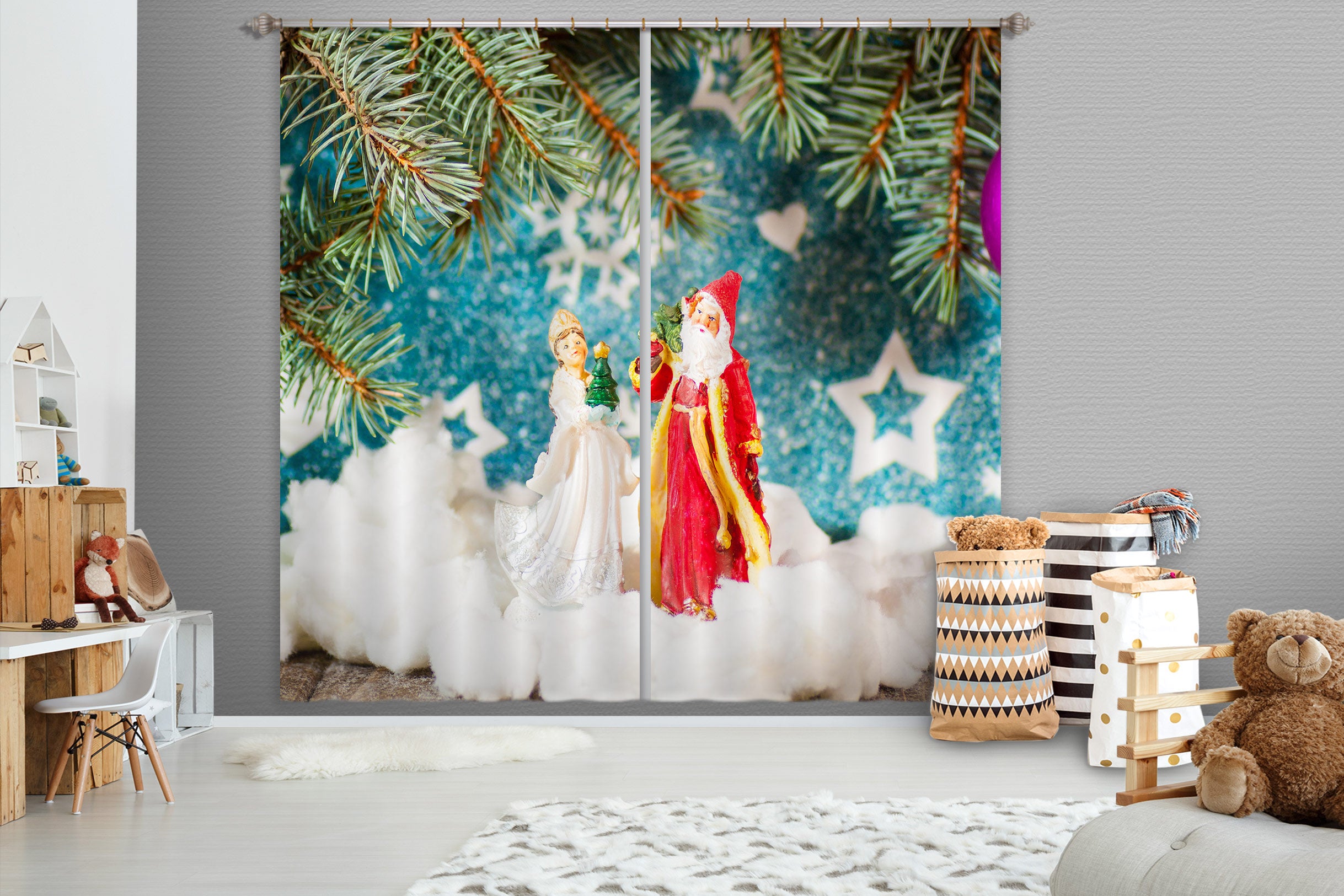 3D Santa Claus Ornaments 53112 Christmas Curtains Drapes Xmas