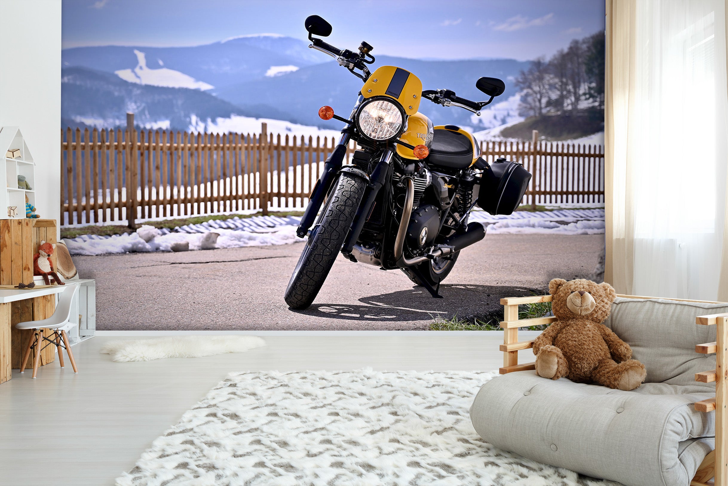 3D Motorcycle Snow 051 Vehicle Wall Murals