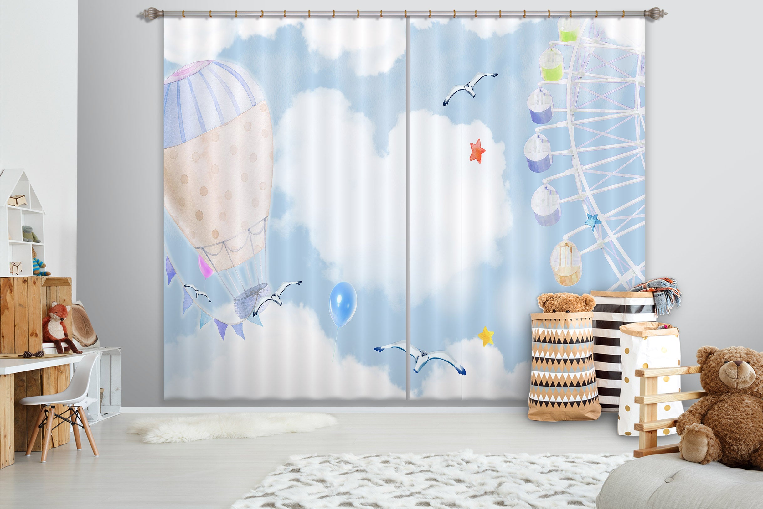 3D Color Ferris Wheel 746 Curtains Drapes