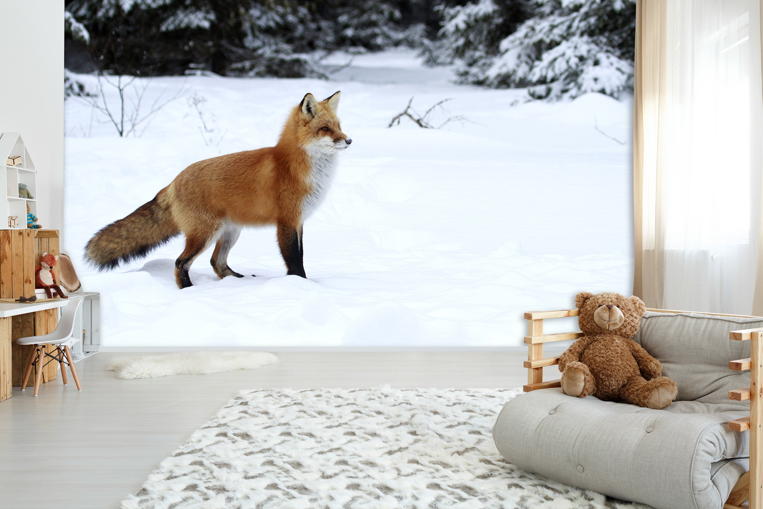3D Winter Snow Fox 103 Wall Murals